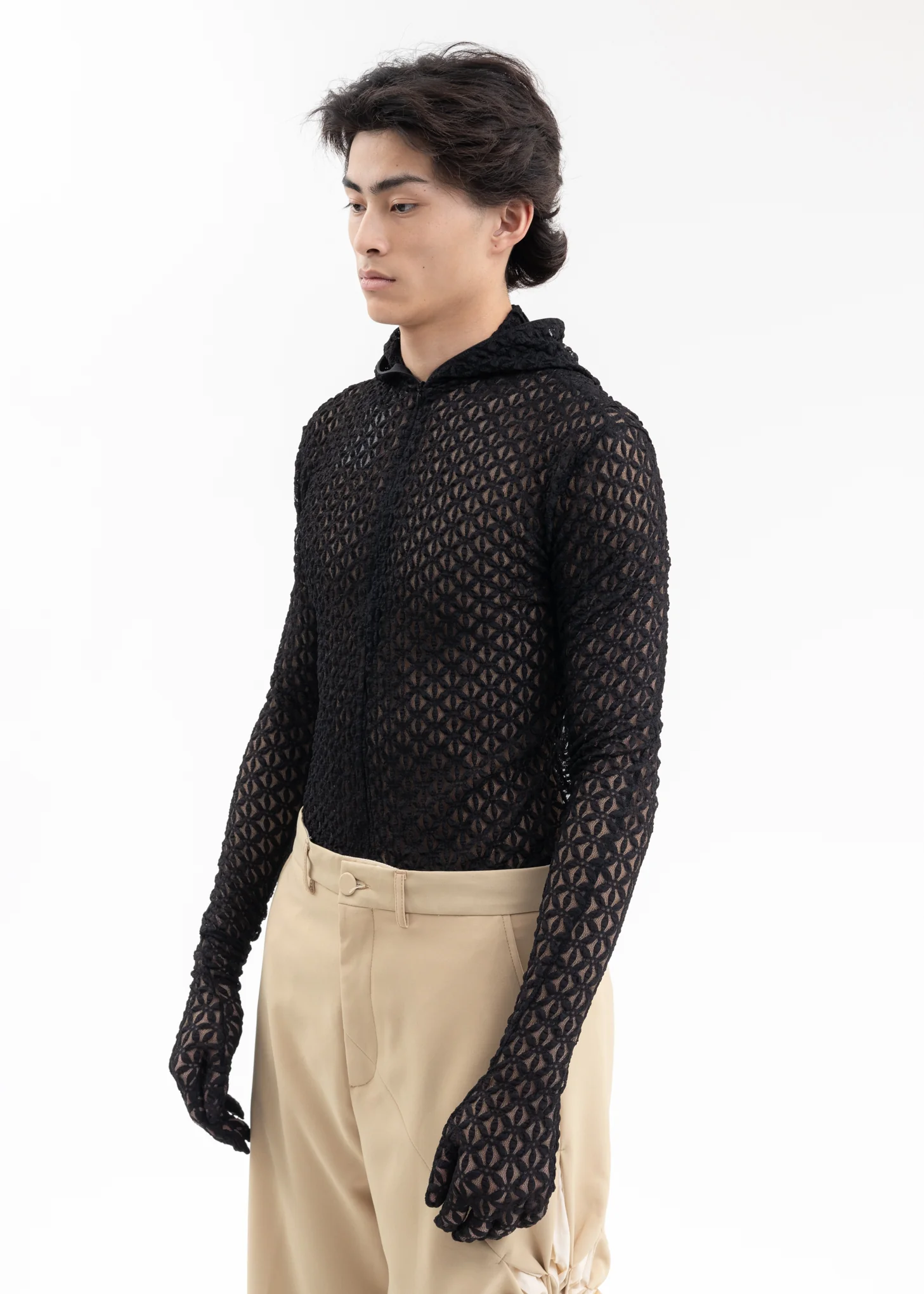 BLACK MASK LACE TIGHT LS T-SHIRT - Image 8