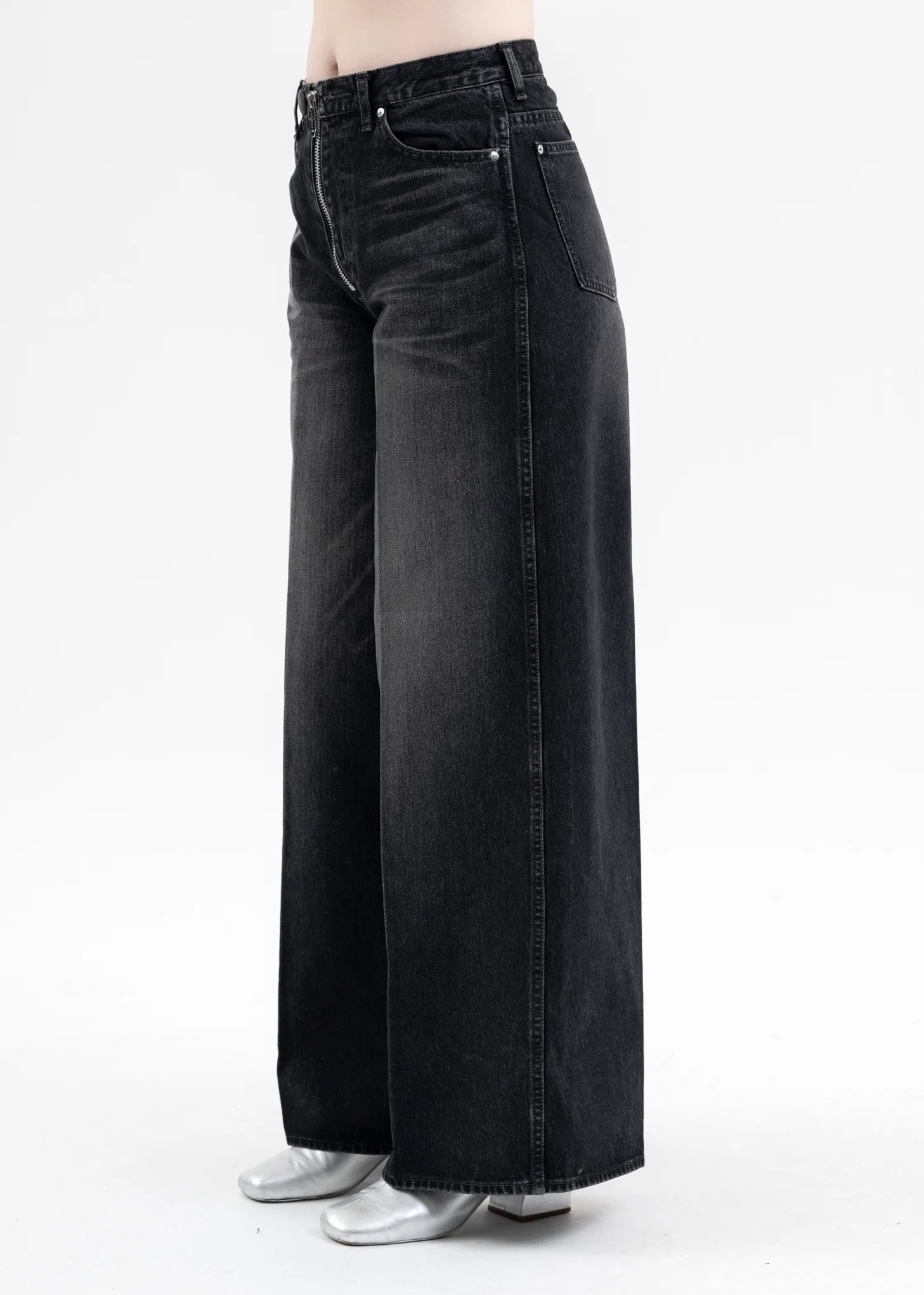 BLACK "MASUBOYS" BAGGY JEANS (FADED) - Image 3