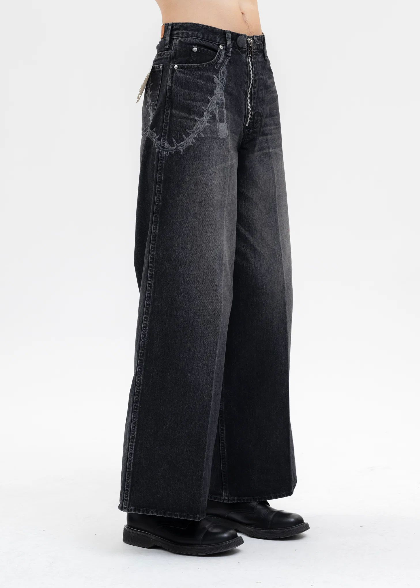 BLACK "MASUBOYS" BAGGY JEANS (FADED) - Image 2