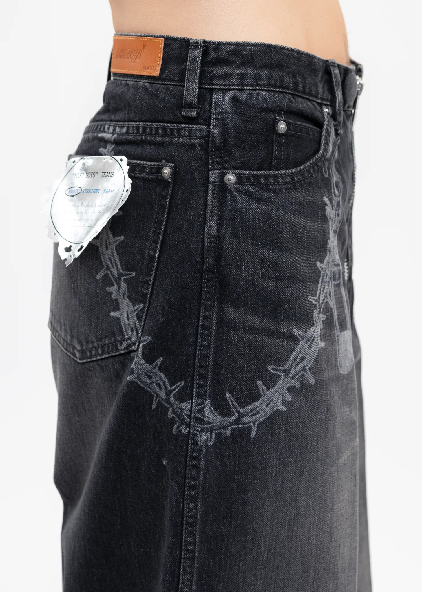 BLACK "MASUBOYS" BAGGY JEANS (FADED) - Image 4