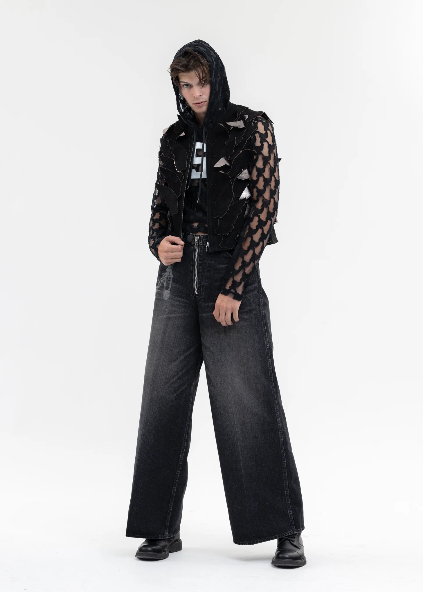 BLACK "MASUBOYS" BAGGY JEANS (FADED) - Image 5