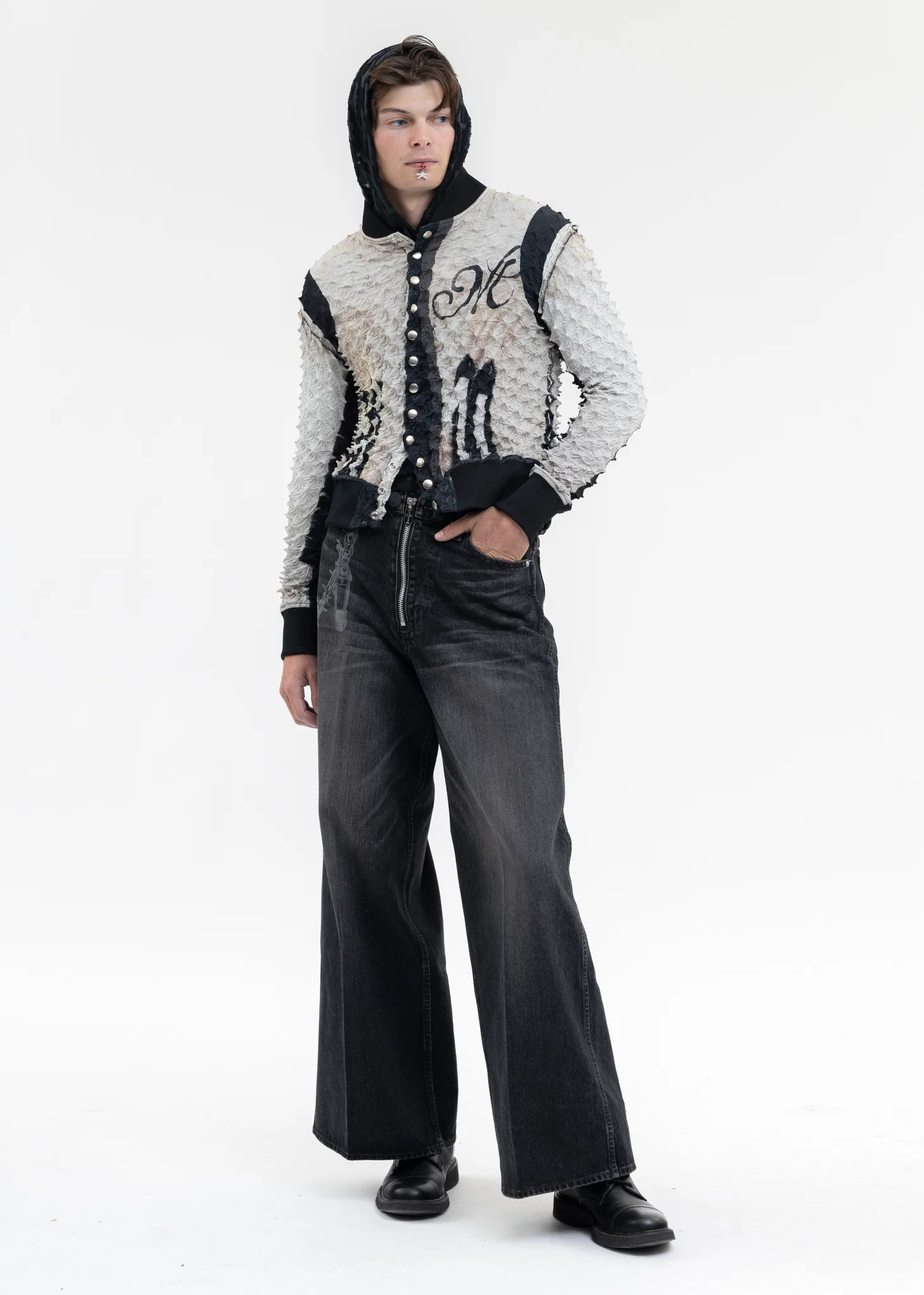 BLACK "MASUBOYS" BAGGY JEANS (FADED) - Image 6