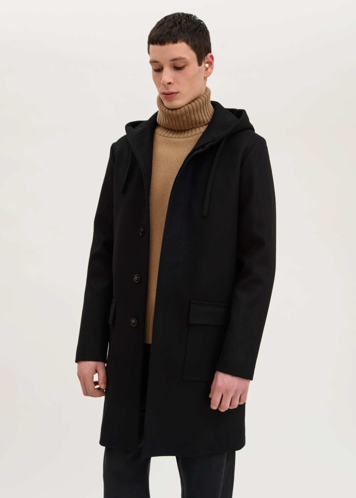 Black Mathieu Hooded Coat - Image 3