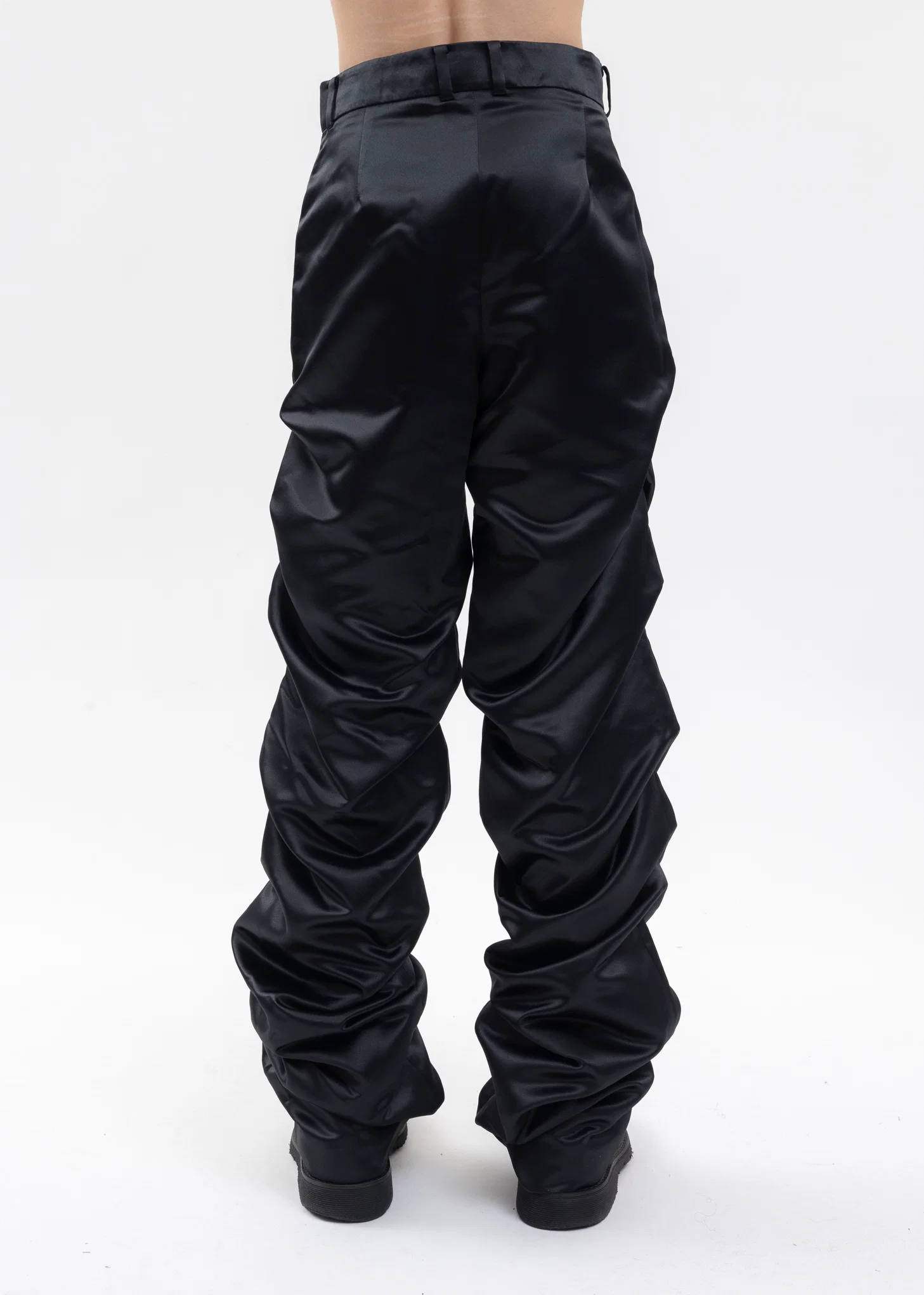 BLACK MENS SHIRRING SILM PANTS - Image 3