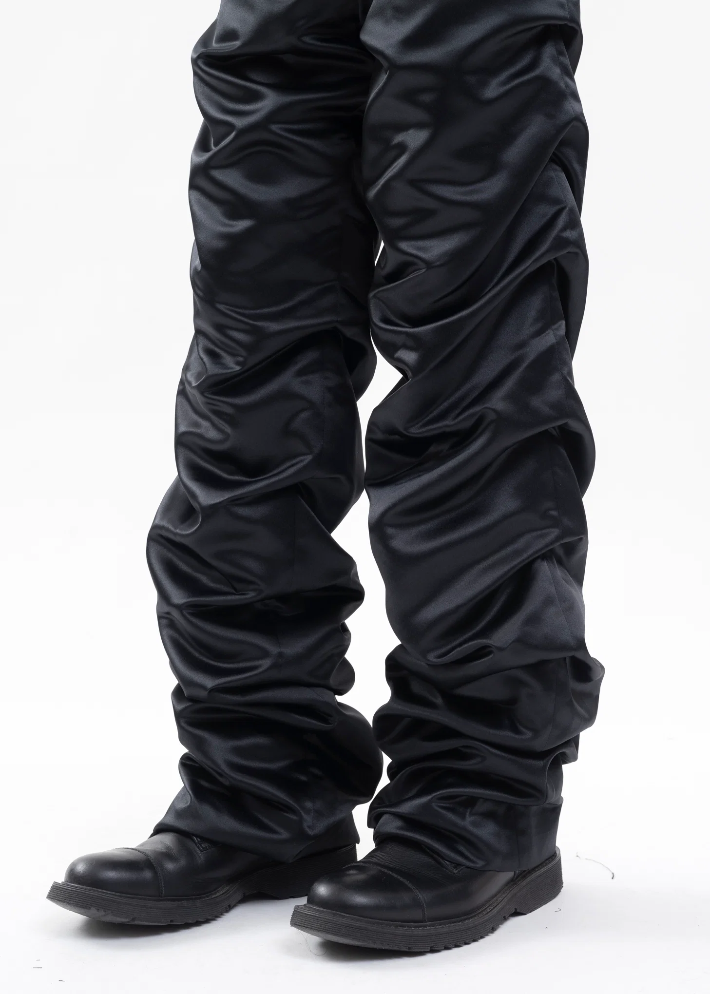 BLACK MENS SHIRRING SILM PANTS - Image 4