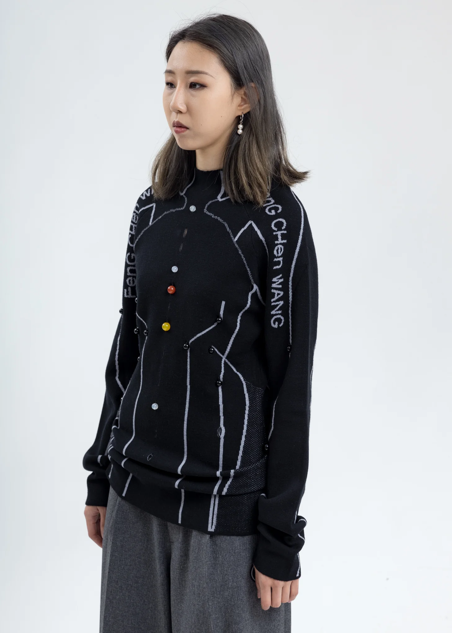 Black Merino Wool Slim Fit Sweater - Image 3