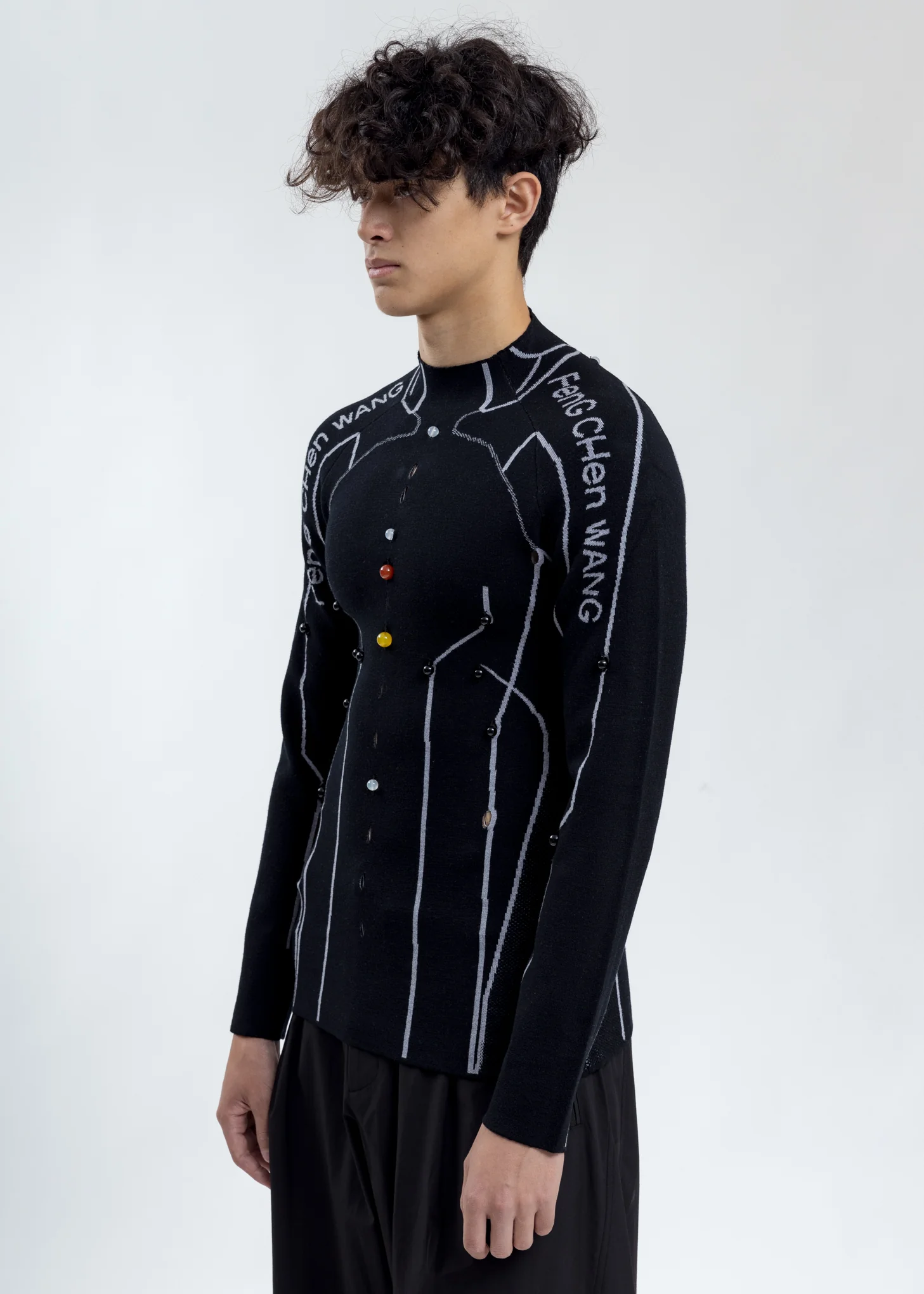 Black Merino Wool Slim Fit Sweater - Image 3