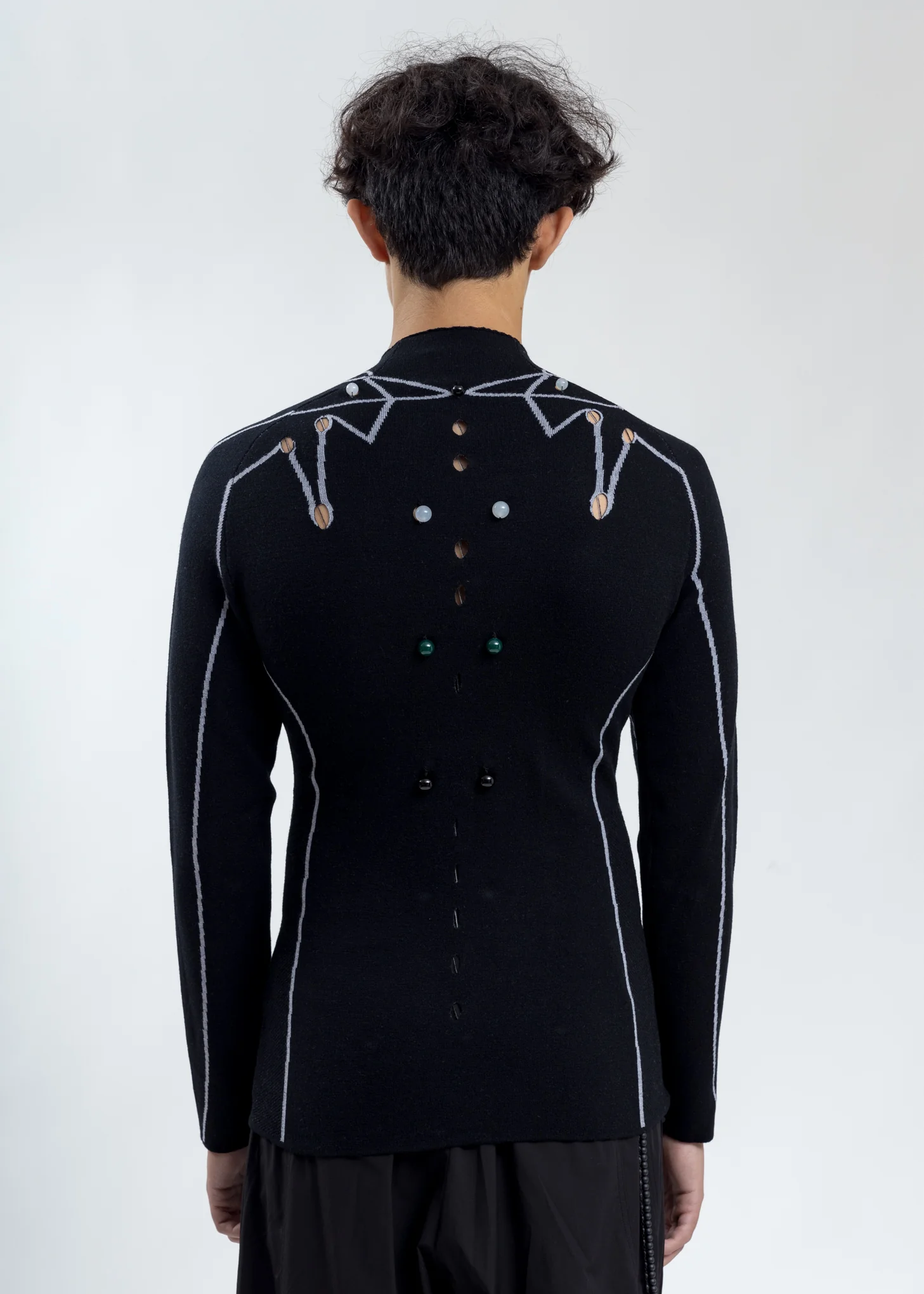 Black Merino Wool Slim Fit Sweater - Image 4