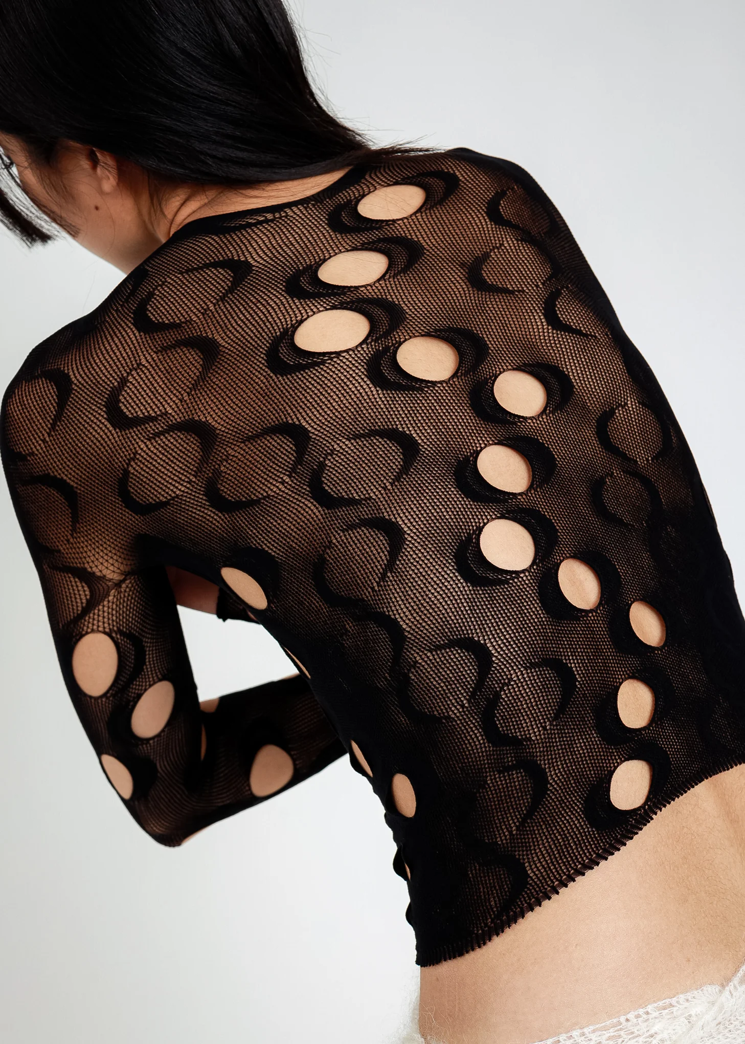 Black Mesh Long Sleeve Top - Image 2