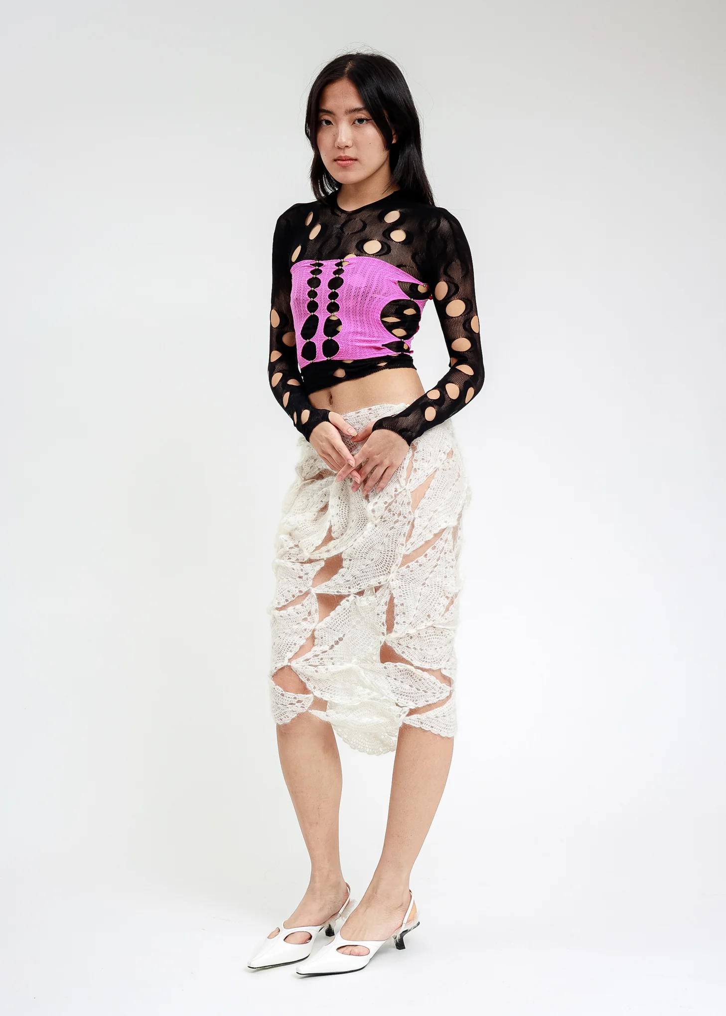 Black Mesh Long Sleeve Top - Image 9