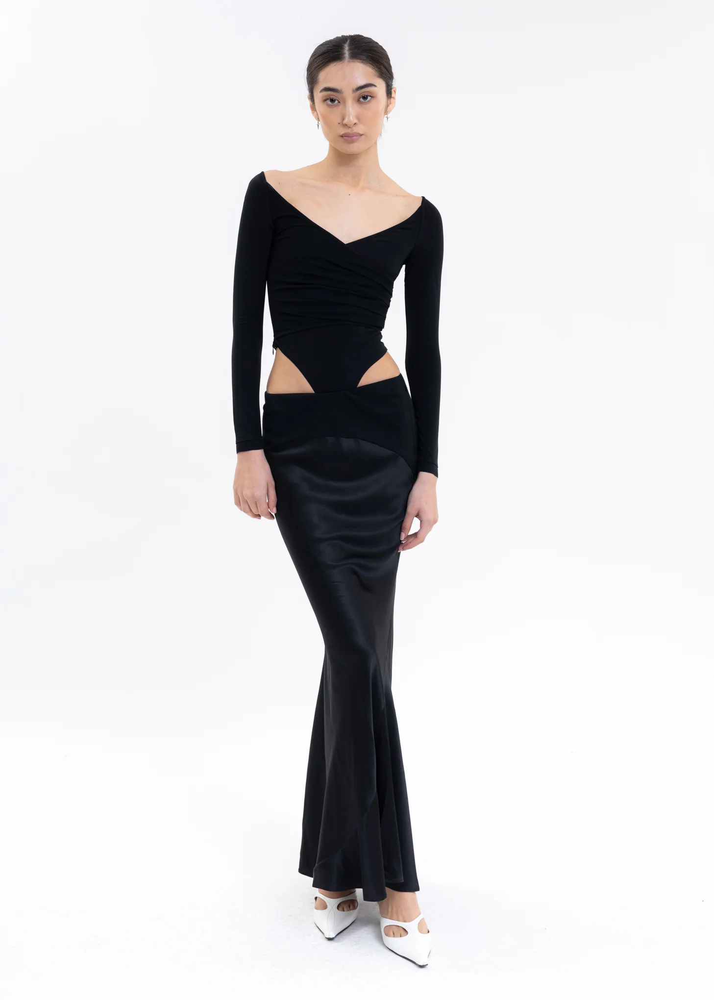 Black Mesh Patchwork Bodysuit - Image 5