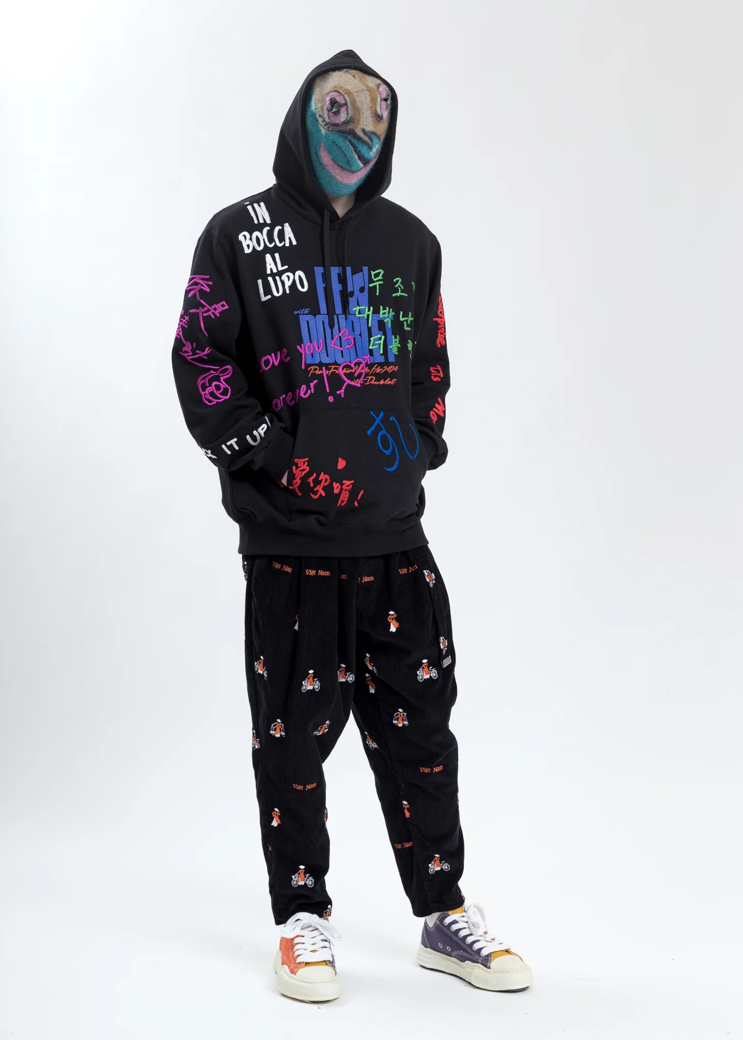 Black Message Embroidery Hoodie - Image 8