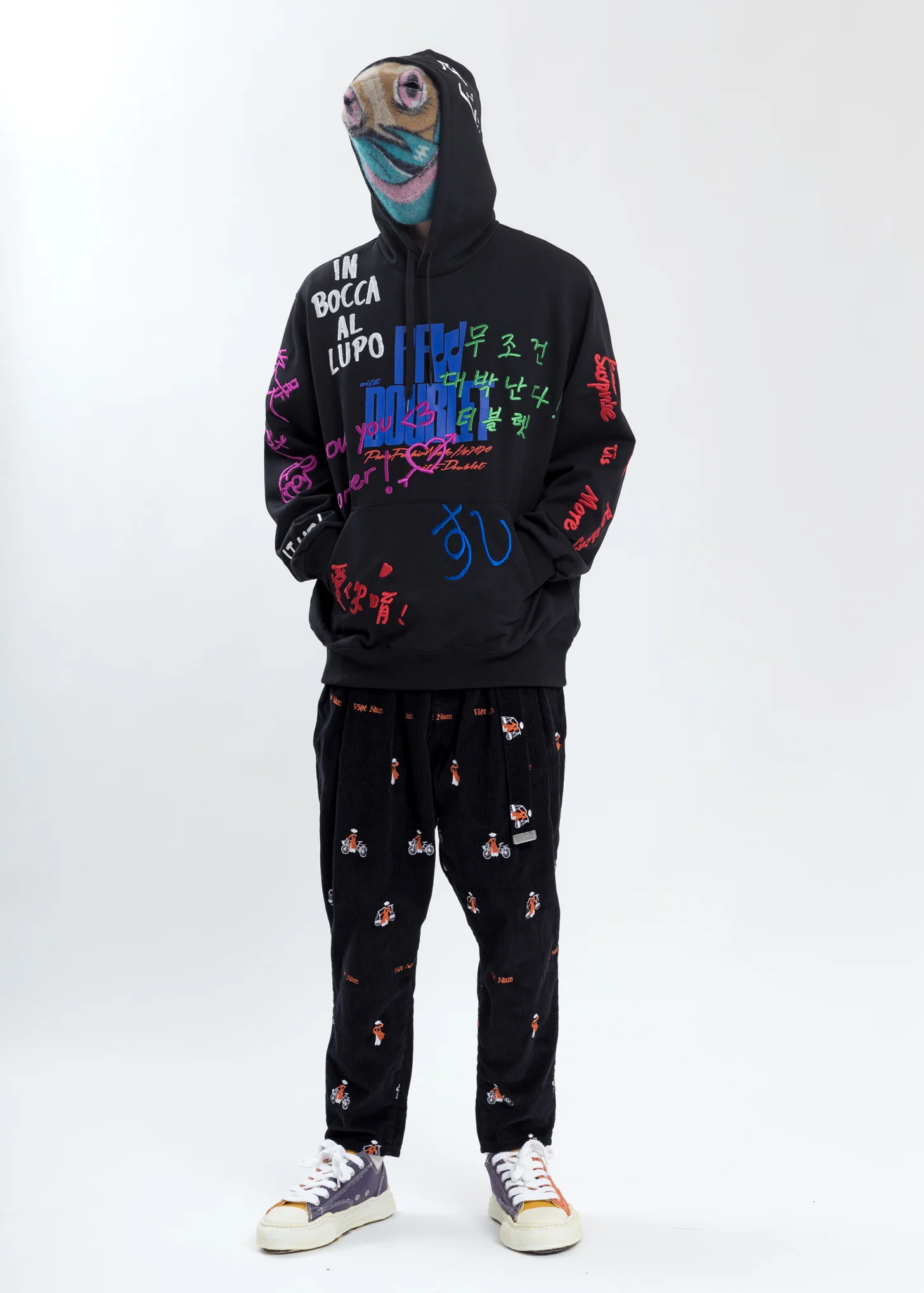 Black Message Embroidery Hoodie - Image 9