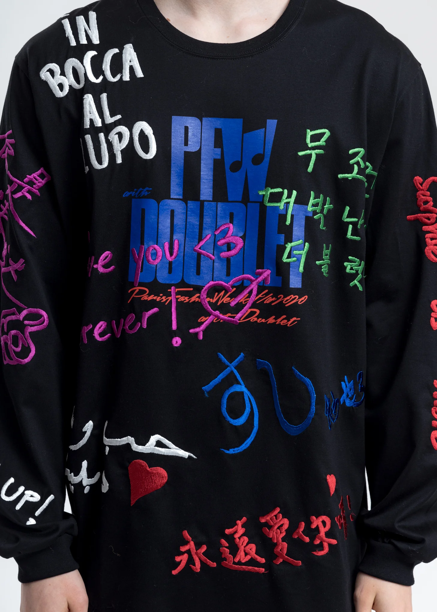 Black Message Embroidery Long Sleeve - Image 4