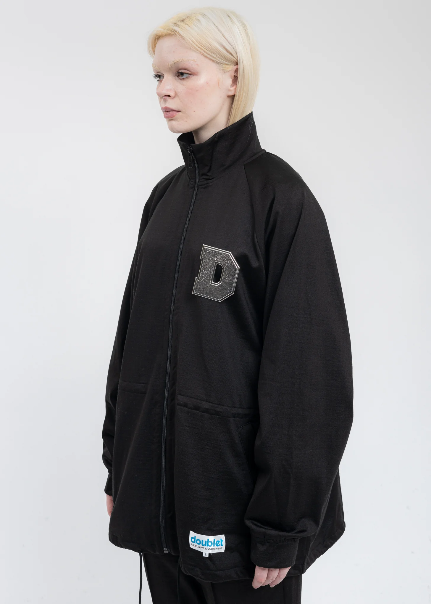 Black METAL LETTER Track Jacket - Image 2