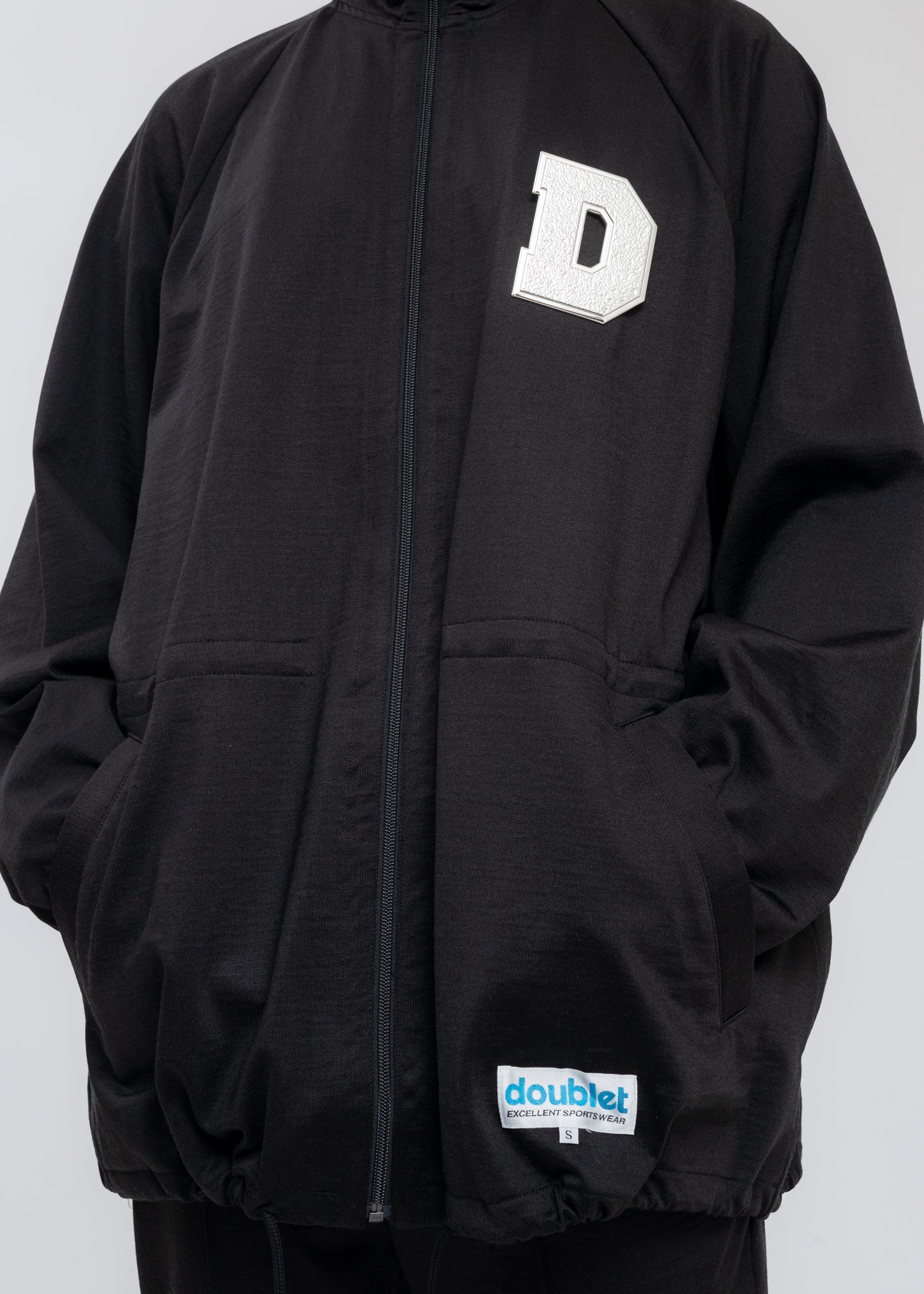Black METAL LETTER Track Jacket - Image 3
