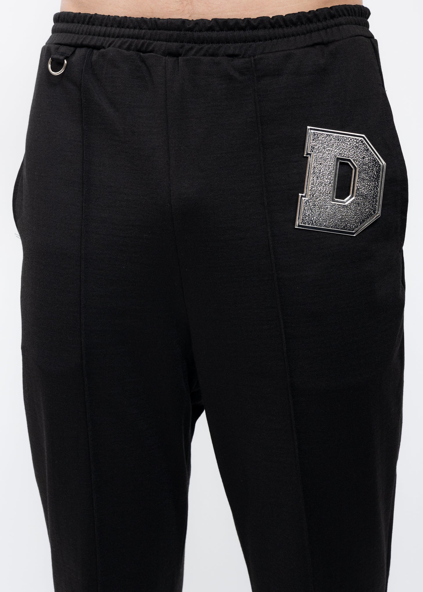 Black METAL LETTER Track Pants - Image 5