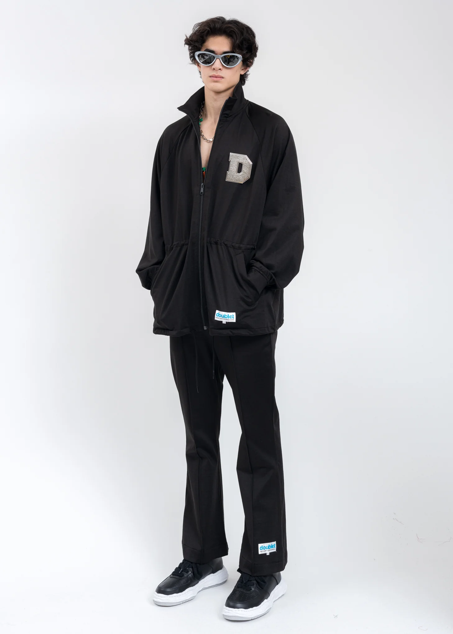Black METAL LETTER Track Pants - Image 6