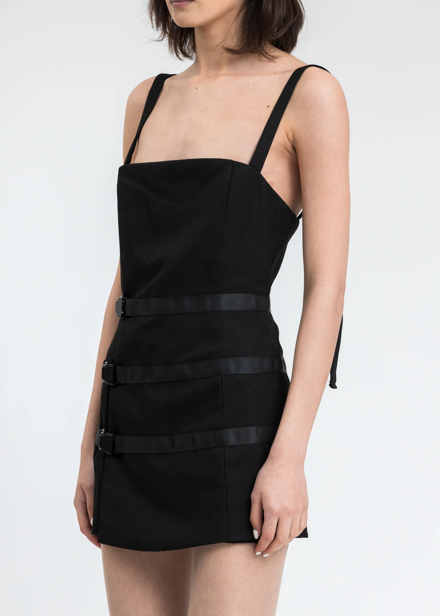 Black Mini Buckle Wrap Dress - Image 4