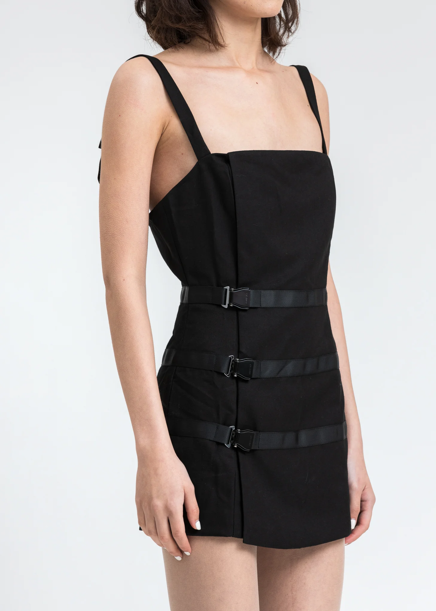 Black Mini Buckle Wrap Dress - Image 6