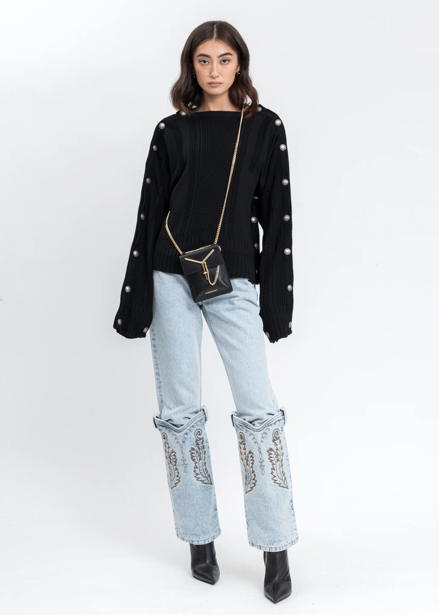 Black Mini Y Pochette Bag - Image 5