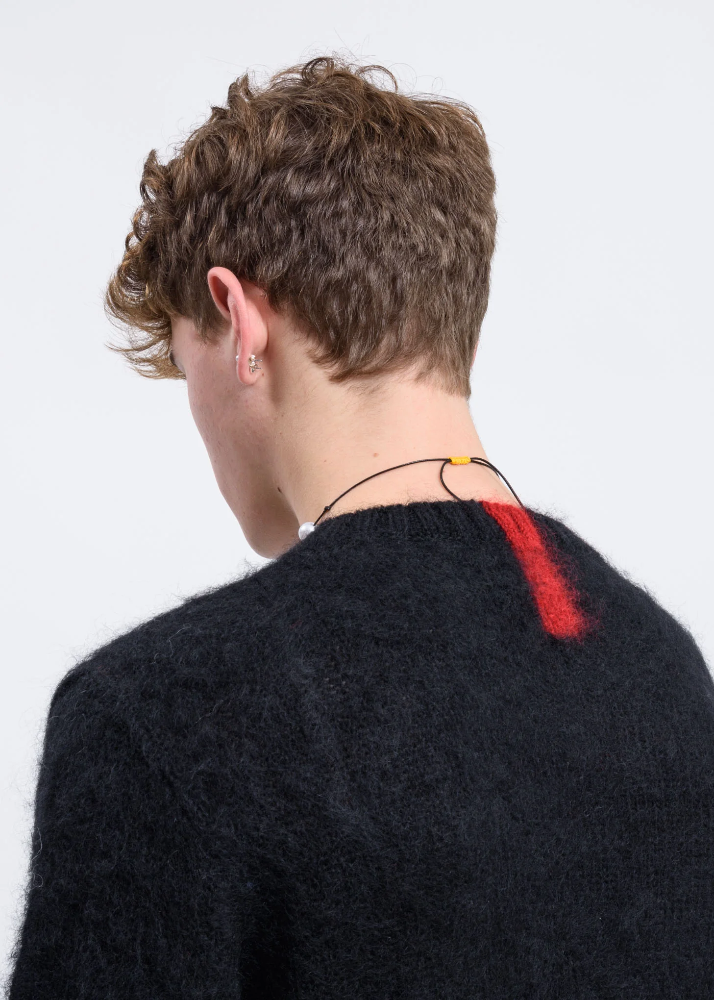 Black Mohair Sweater w/ Red Colour Block - Image 4