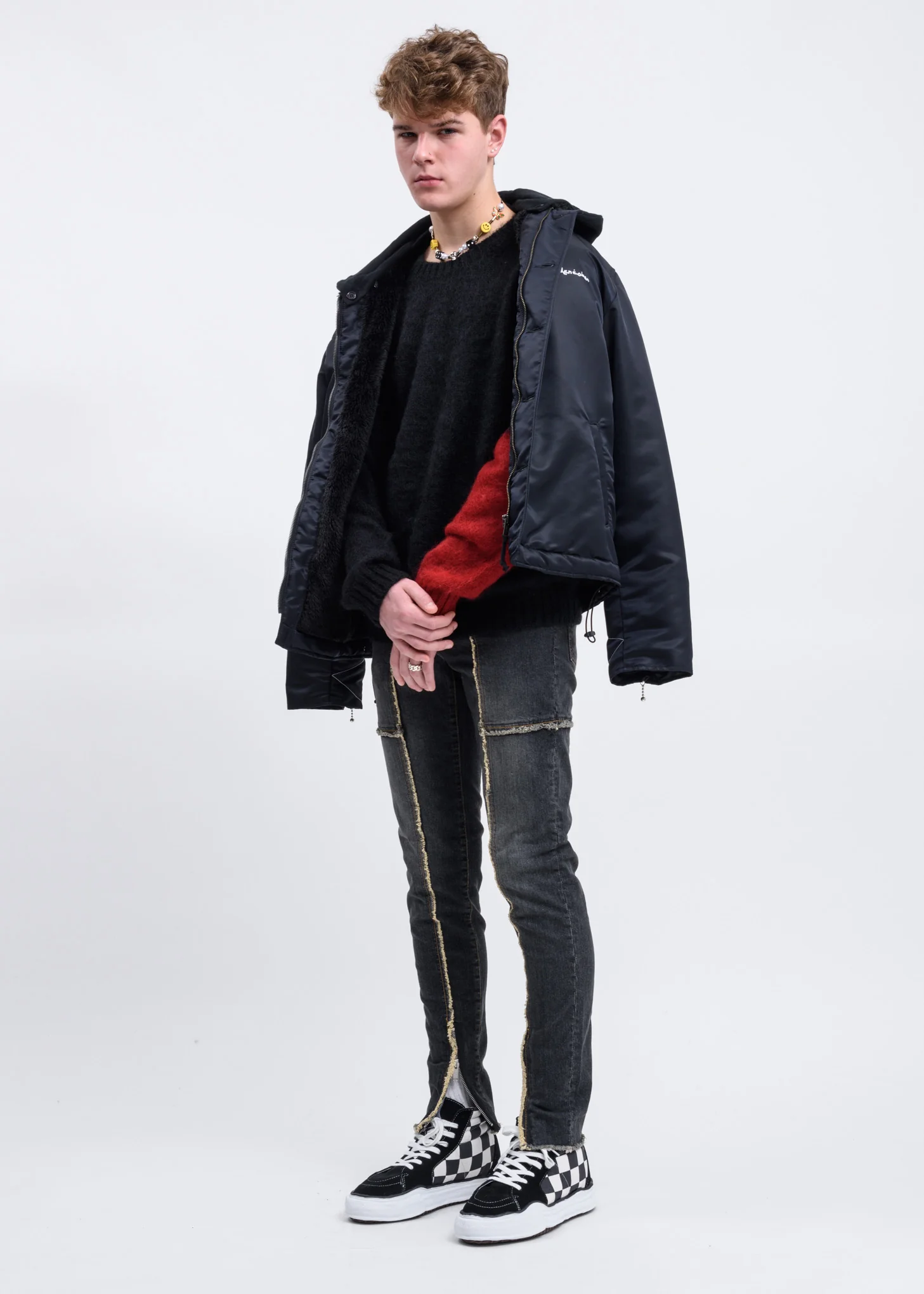 Black Mohair Sweater w/ Red Colour Block - Image 5