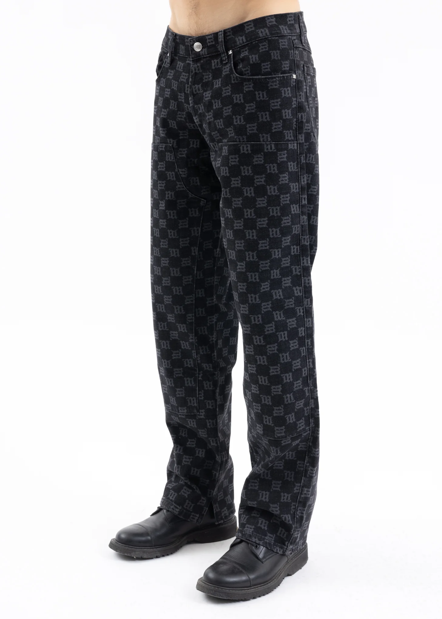 BLACK MONOGRAM CARPENTER DENIM TROUSERS - Image 3