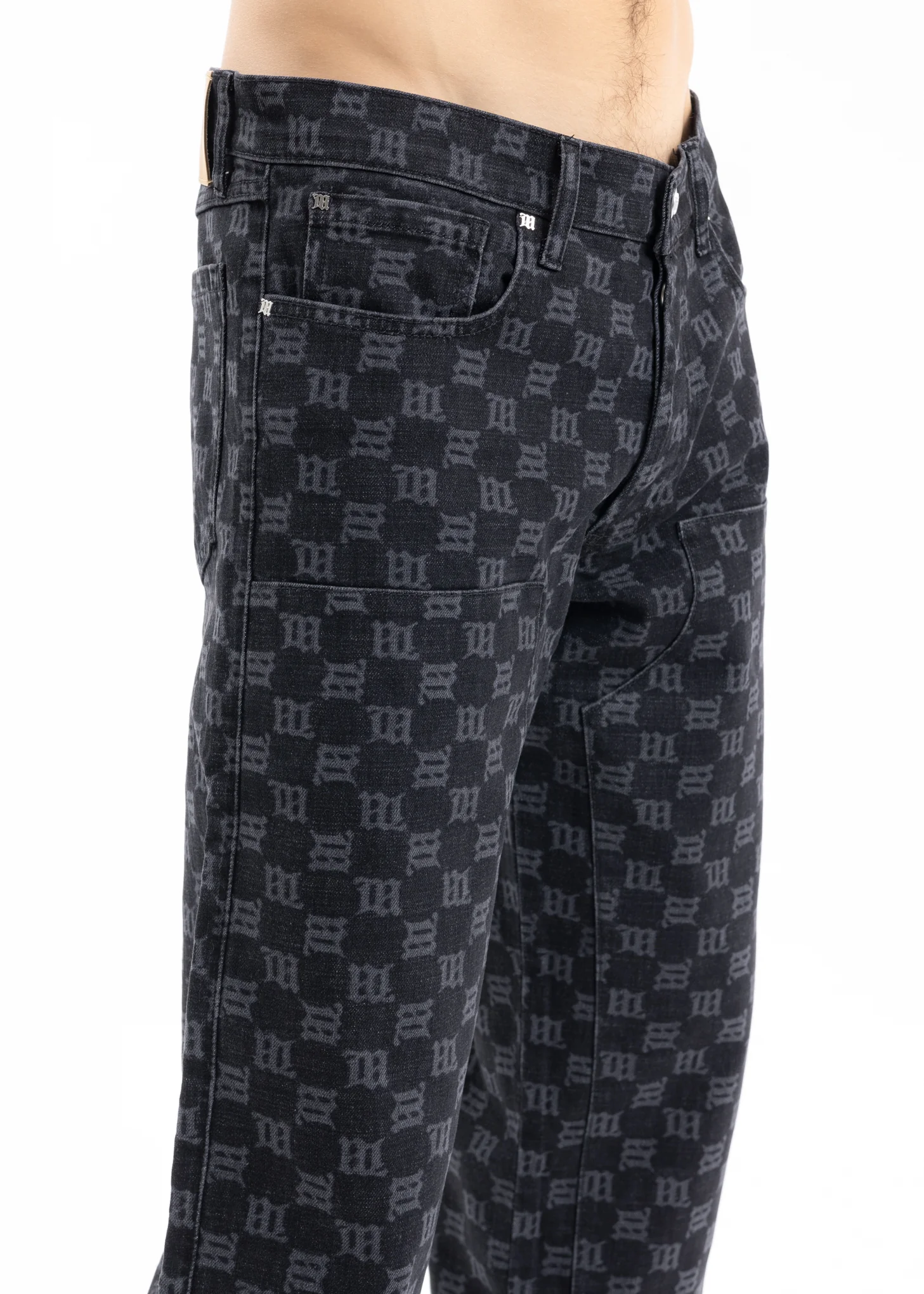 BLACK MONOGRAM CARPENTER DENIM TROUSERS - Image 5