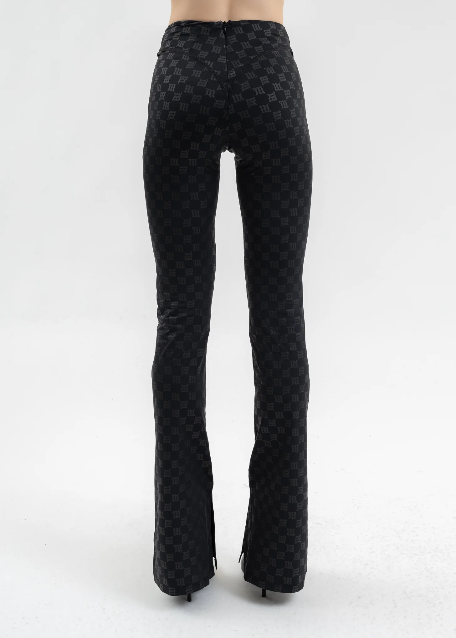 BLACK MONOGRAM FLARED TROUSERS - Image 5