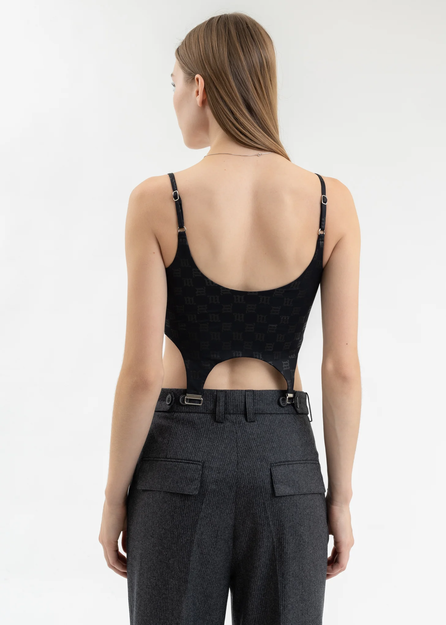 BLACK MONOGRAM LYCRA LINGERIE TOP - Image 2