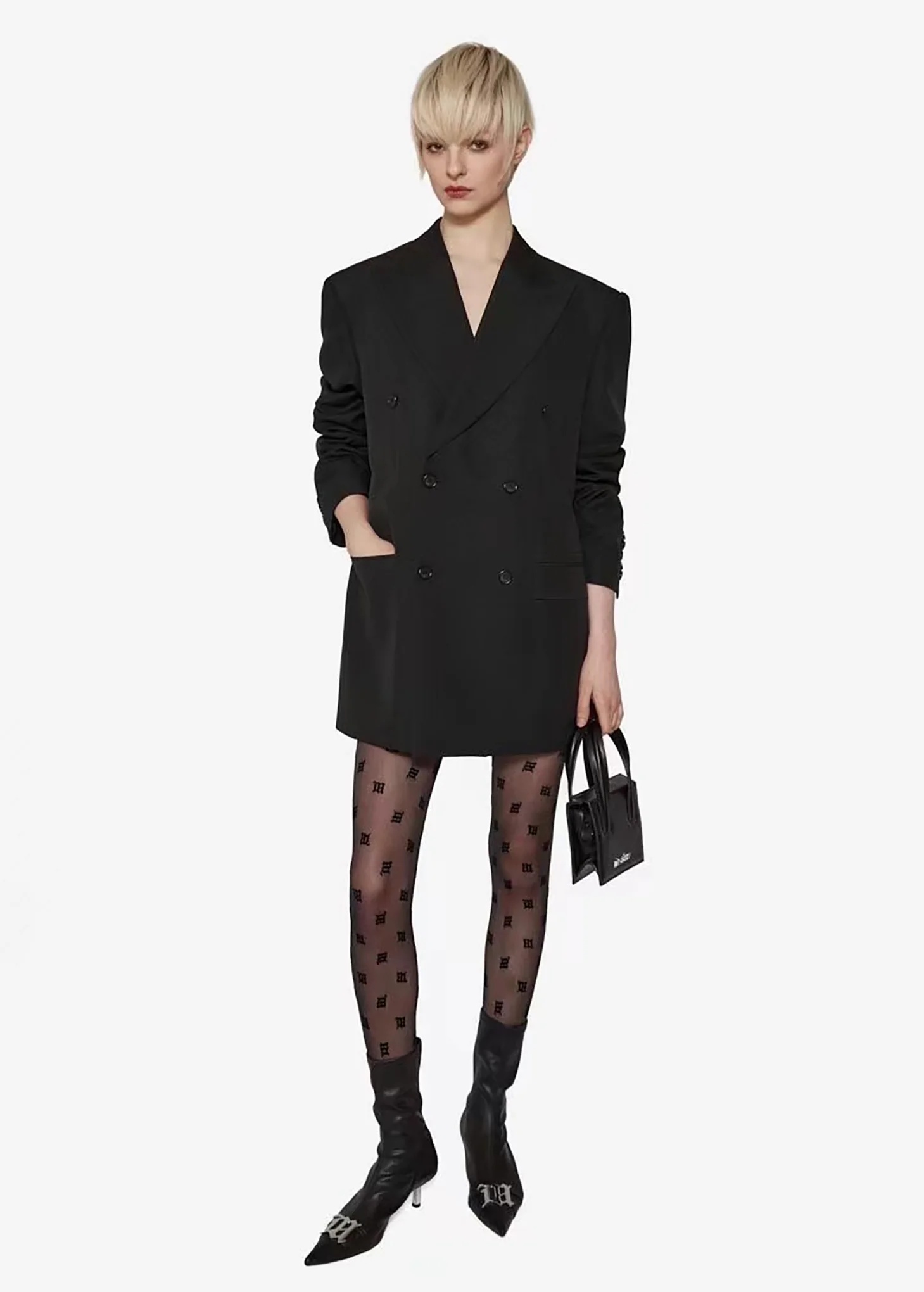 Black Monogram "NO RIP" Tights - Image 2