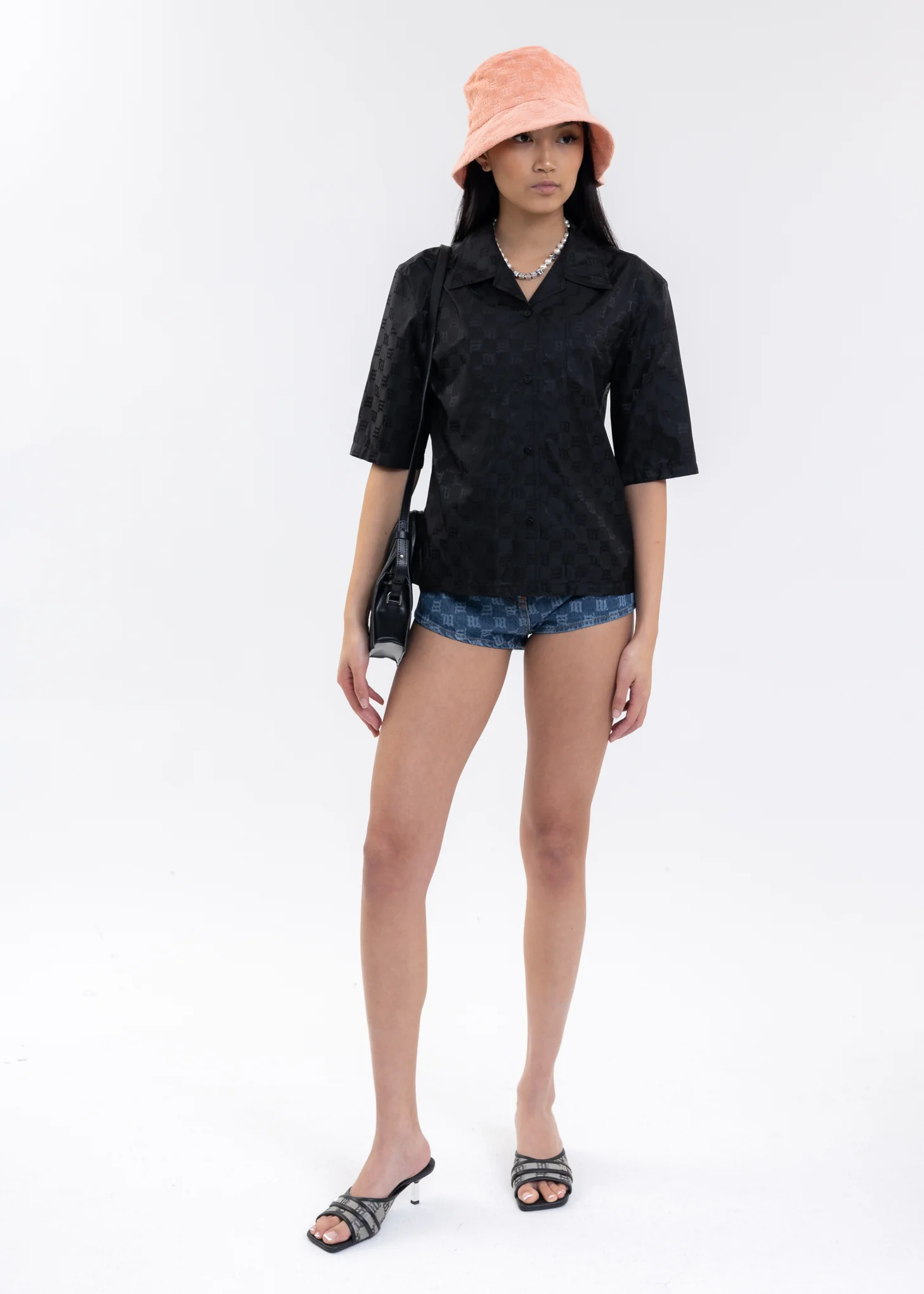 Black MONOGRAM NYLON CROPPED S/L Shirt - Image 6