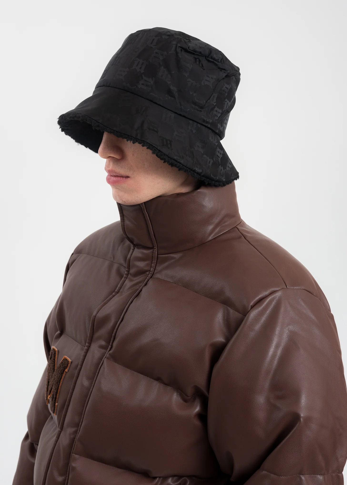 Black Monogram Nylon Sherpa Bucket Hat - Image 2