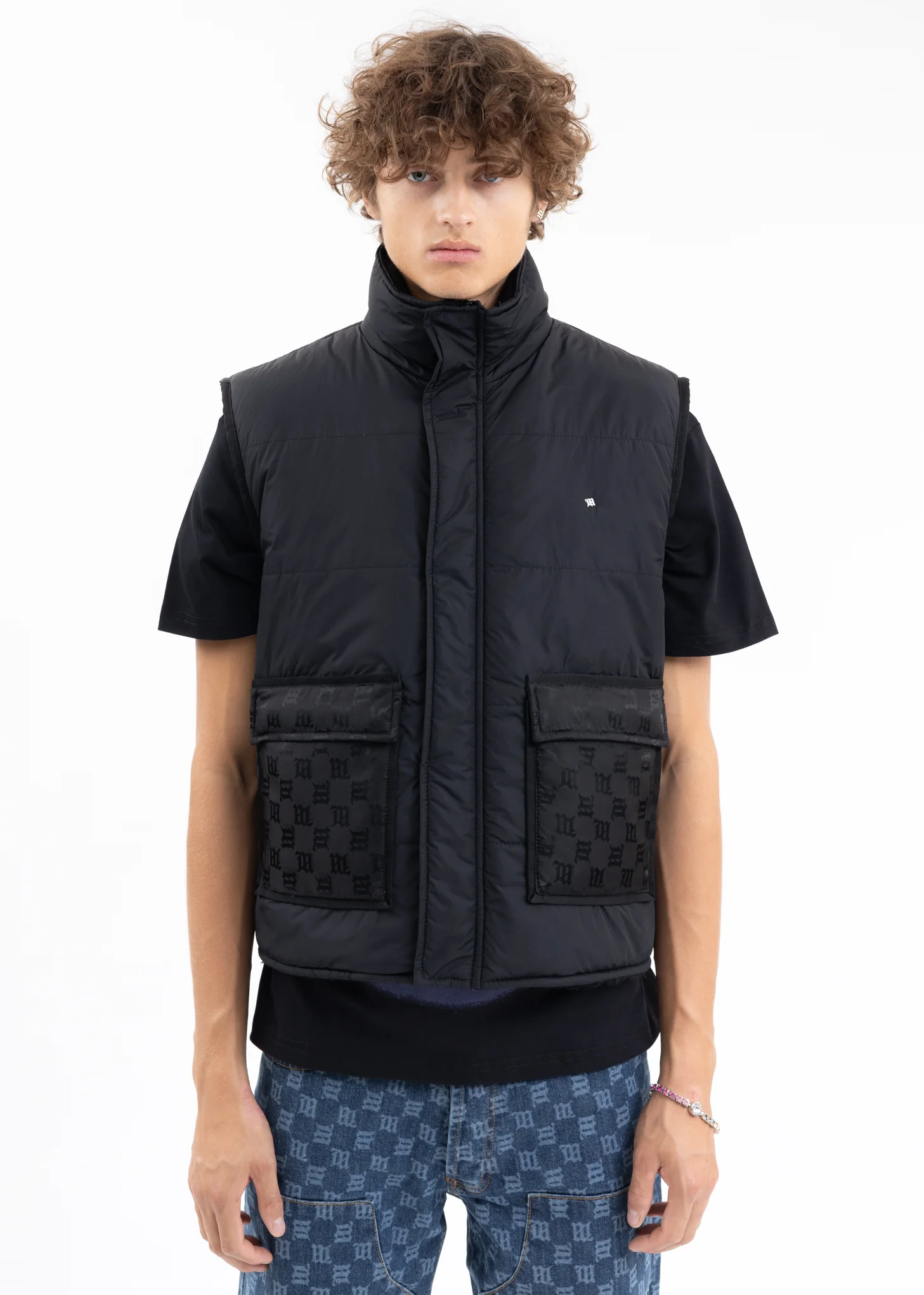 Black Monogram Nylon Sherpa Vest