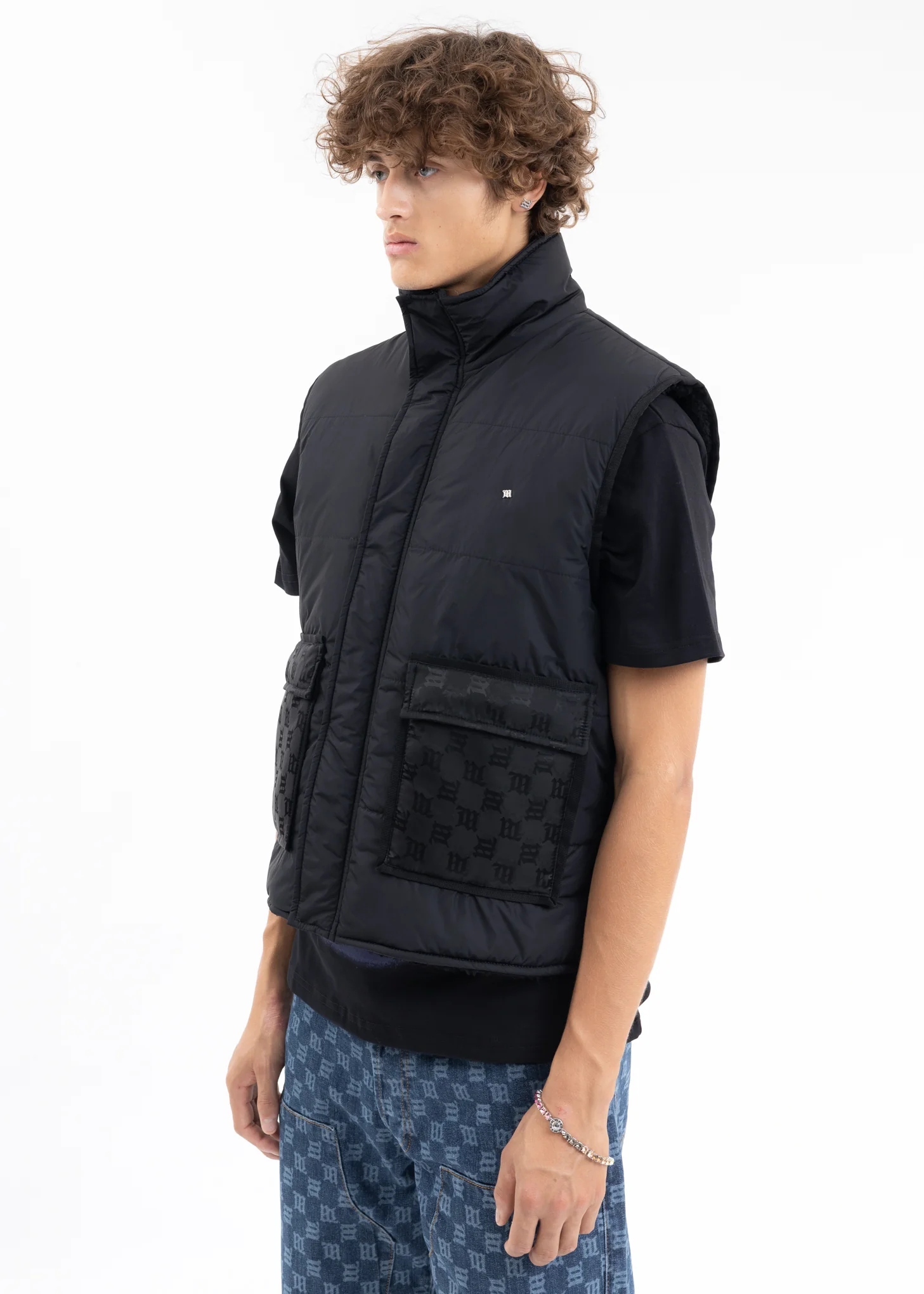 Black Monogram Nylon Sherpa Vest - Image 2