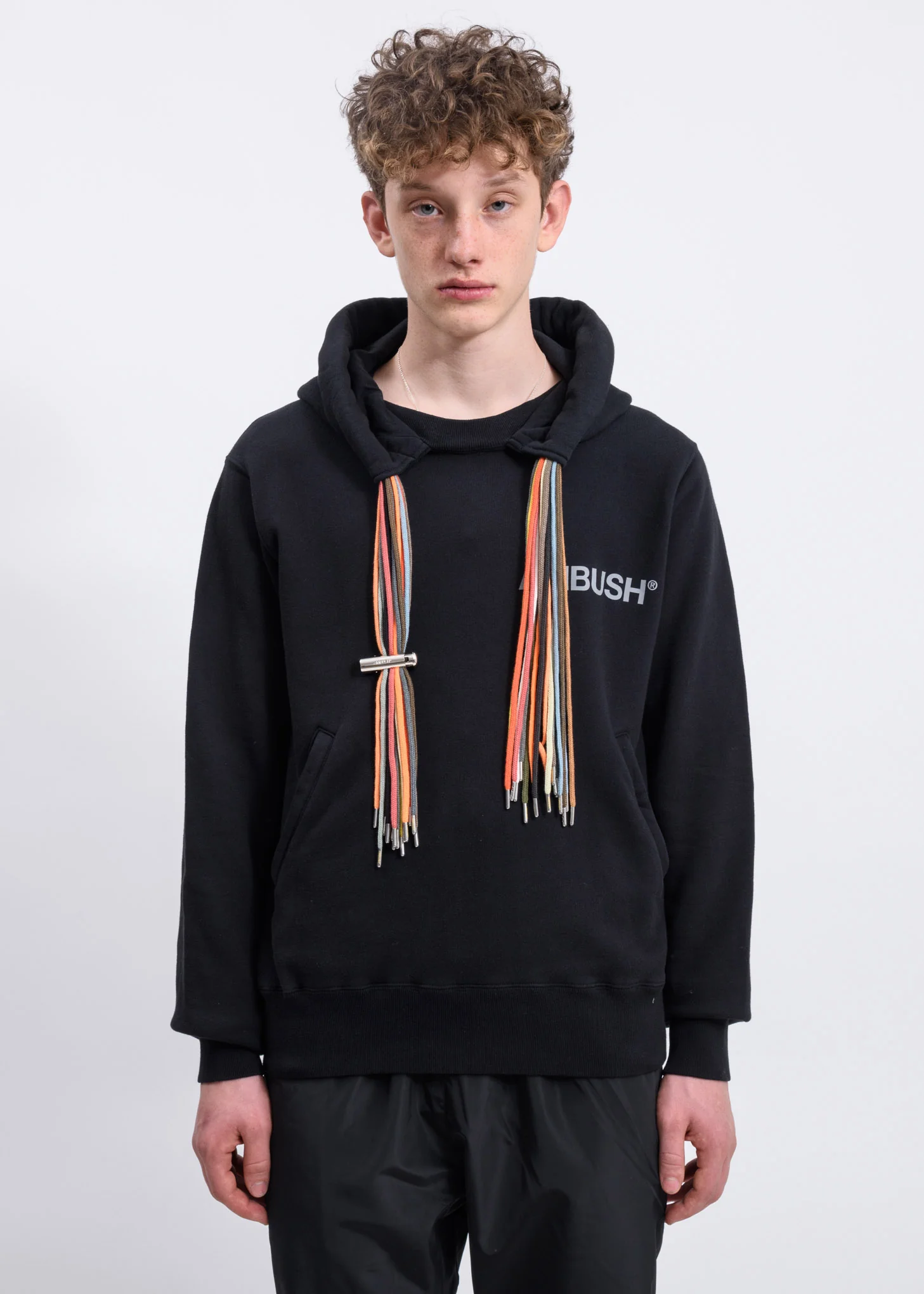 Black Multi Cord Logo Hoodie
