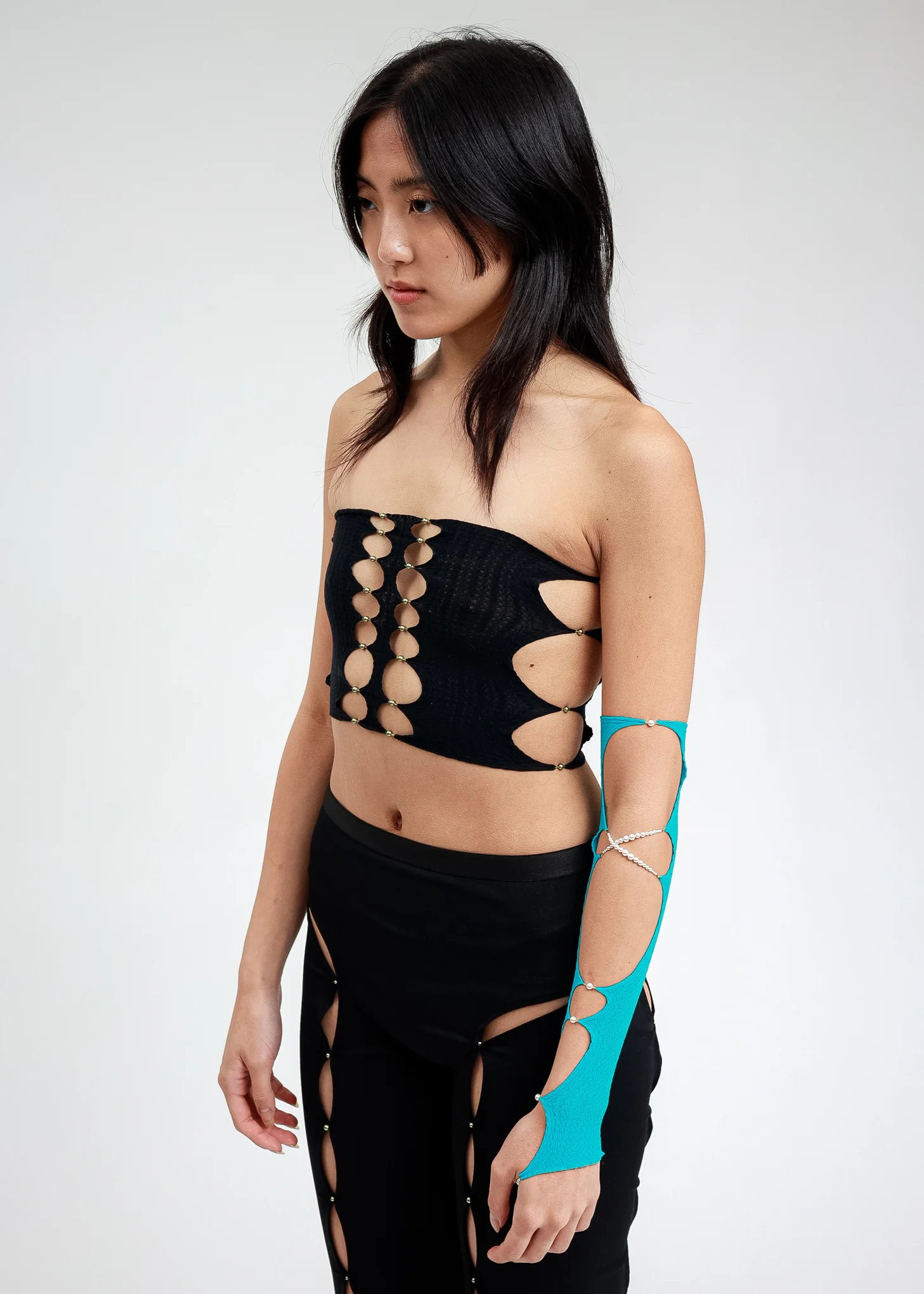 Black Multi Cutout Tube Top - Image 3