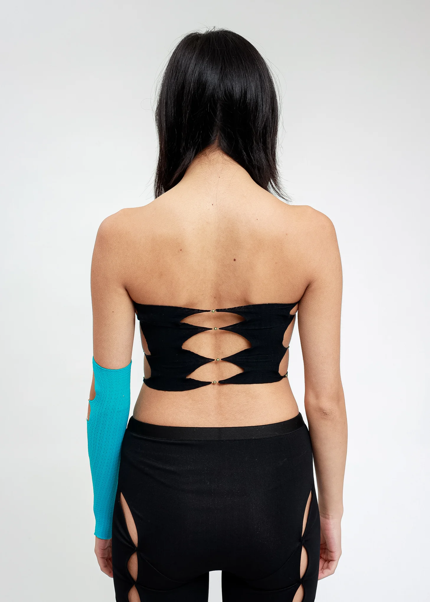Black Multi Cutout Tube Top - Image 4