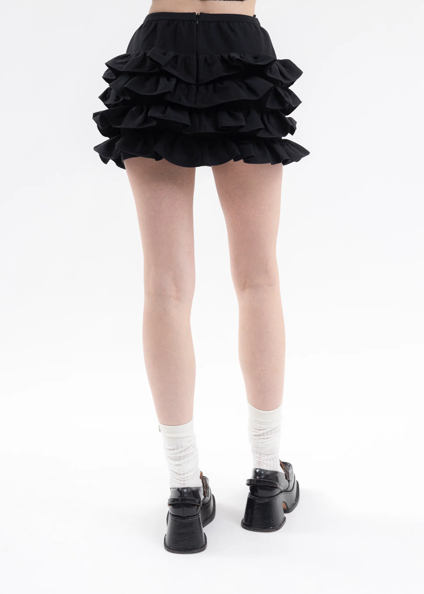 Black Multi-Layered Ruffle Skirt - Image 3