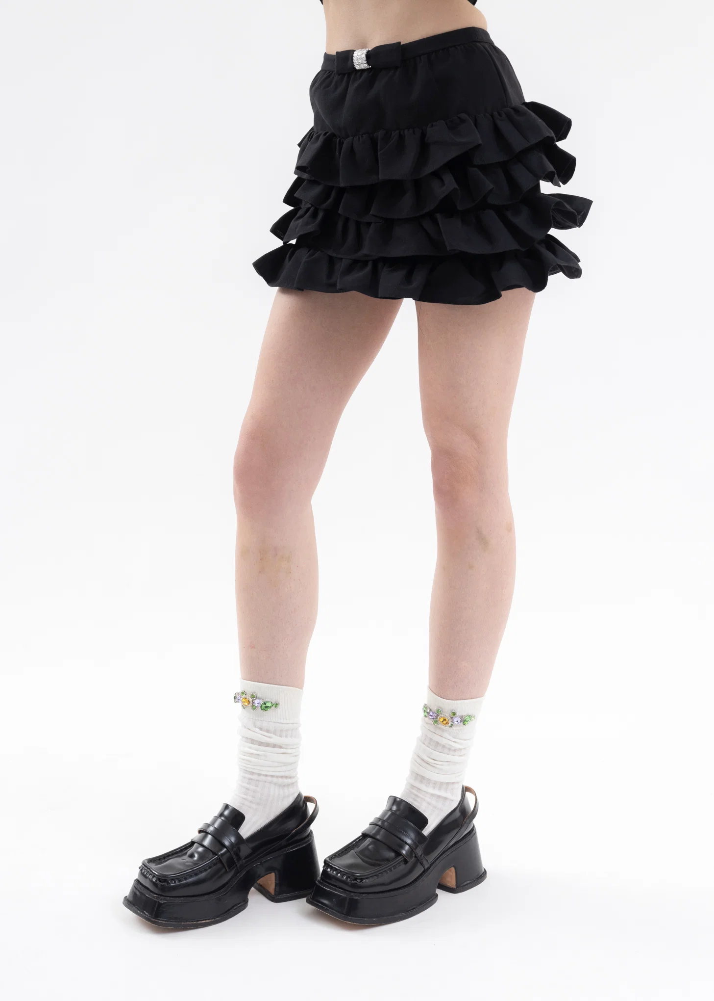 Black Multi-Layered Ruffle Skirt - Image 4