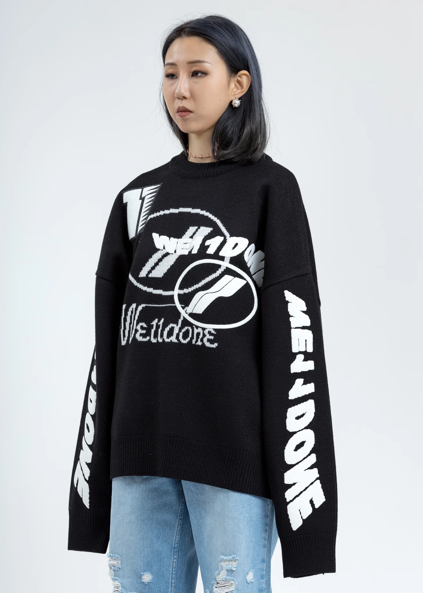 Black Multi Logo Jacquard Sweater - Image 3