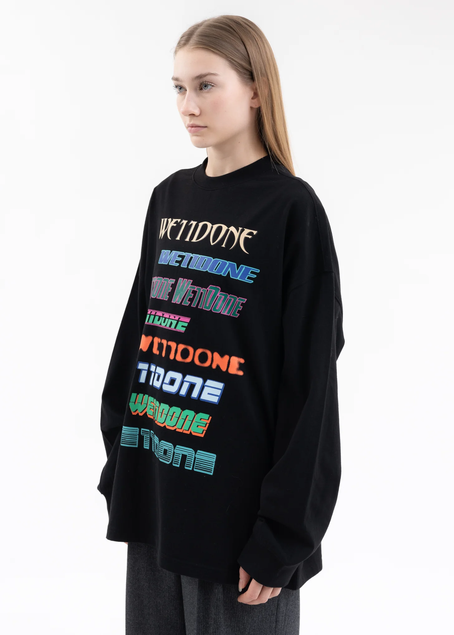 BLACK MULTI LOGO LONG- SLEEVED T-SHIRT - Image 4