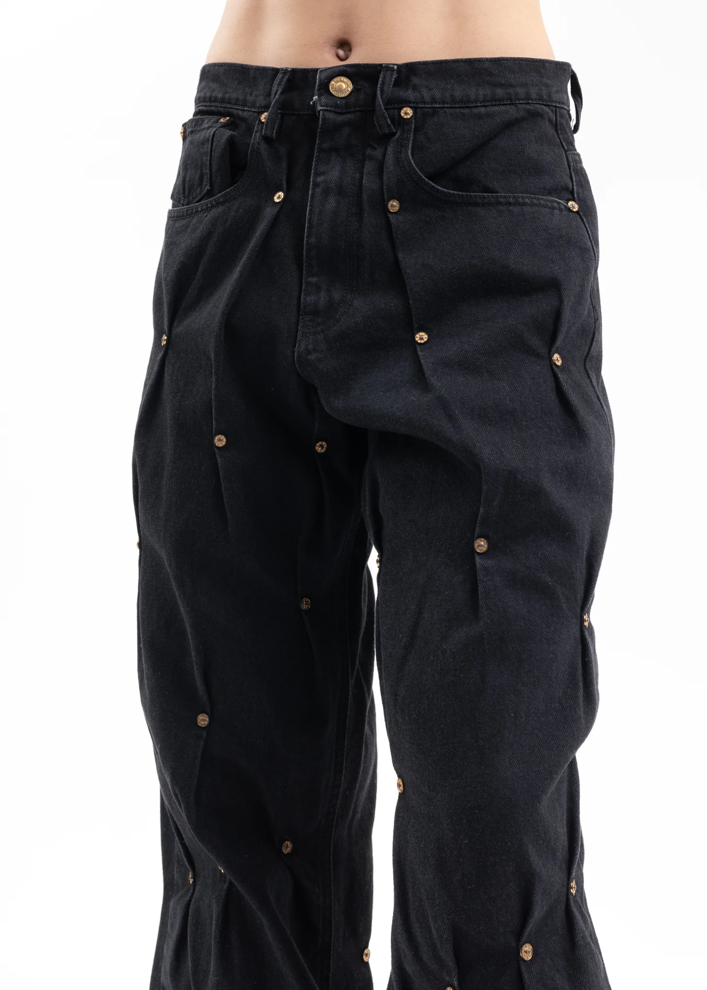 BLACK MULTI RIVET DENIM PANTS - Image 4
