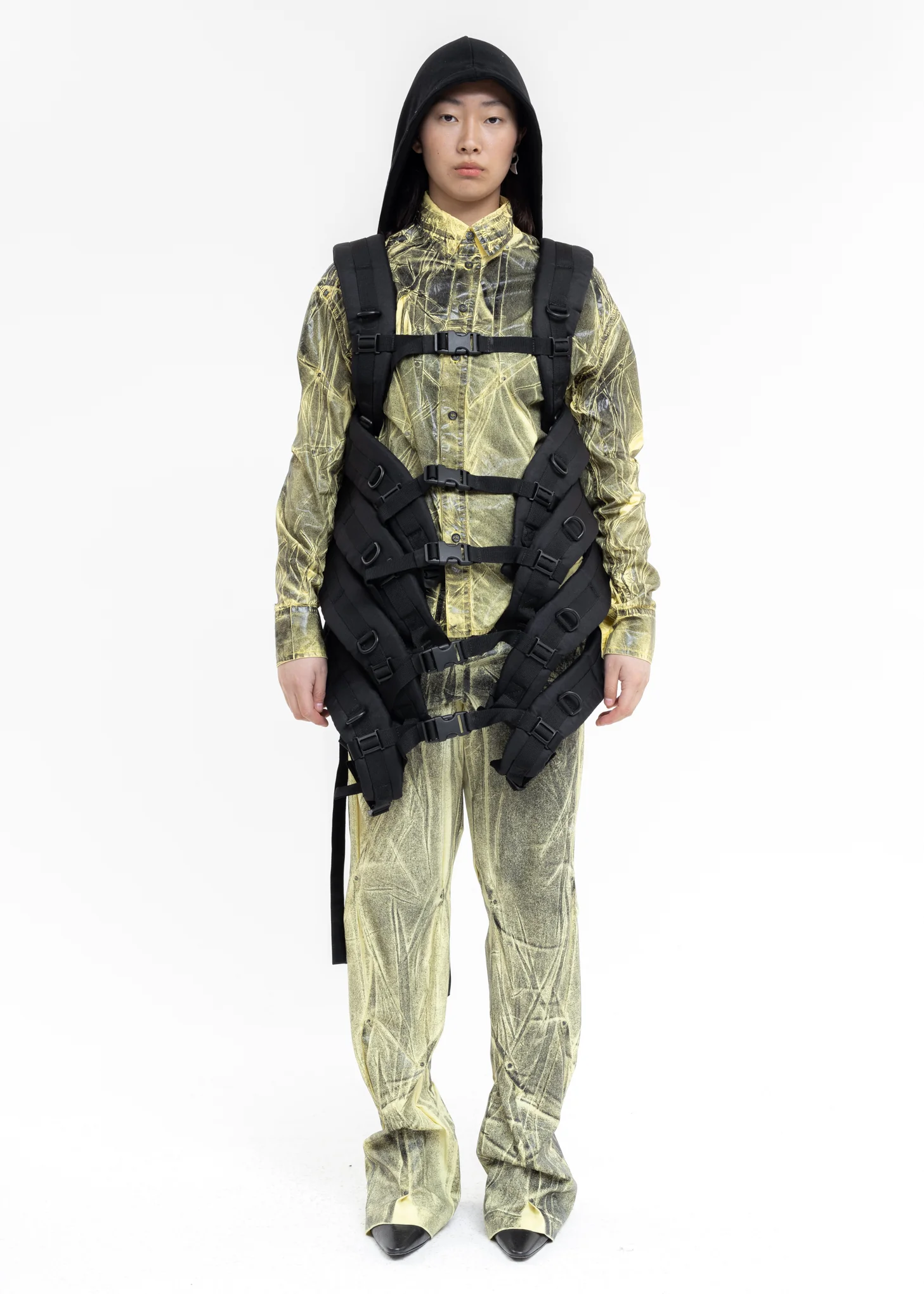 Black Multi Strap Hoodie Backpack - Image 10