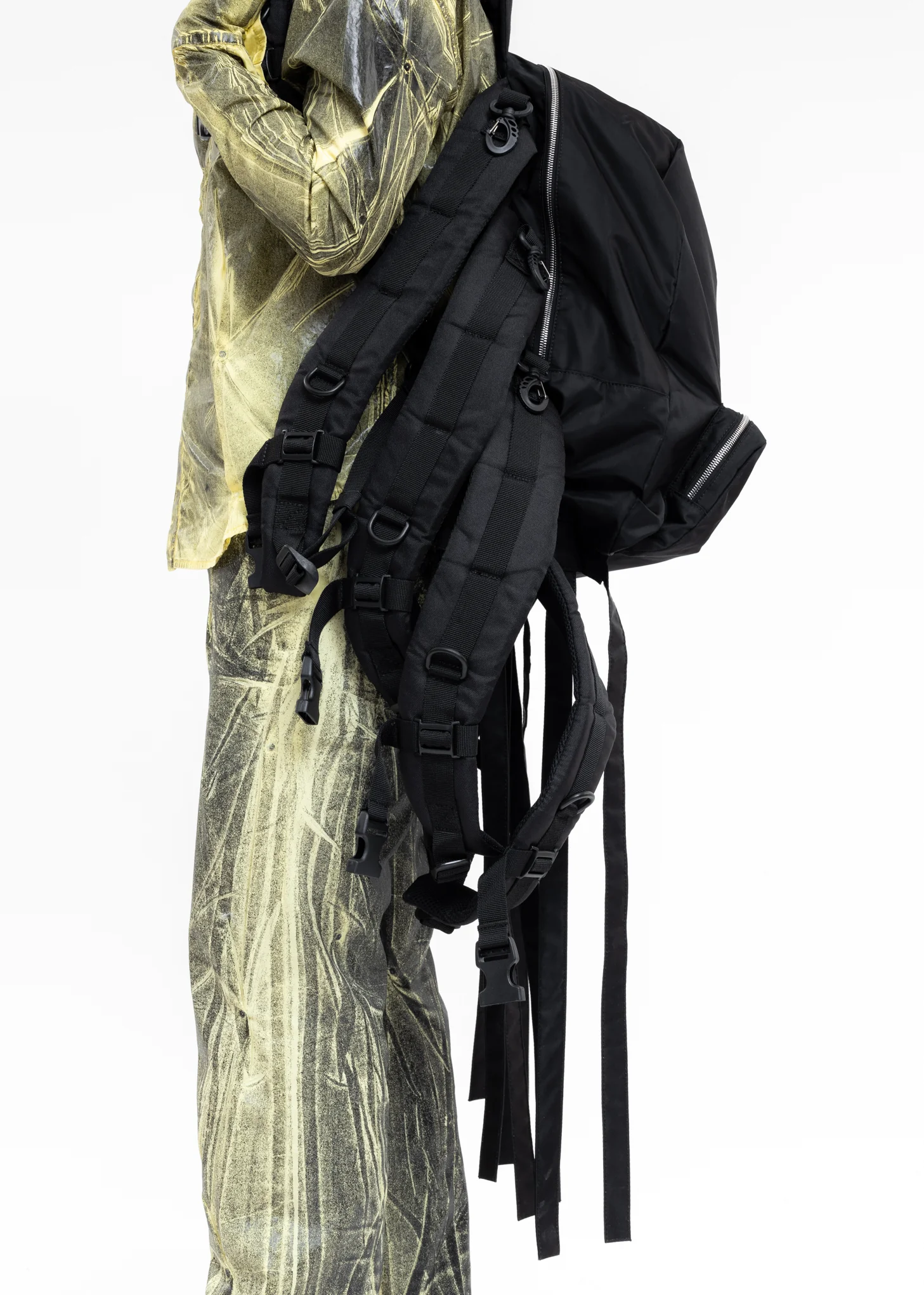 Black Multi Strap Hoodie Backpack - Image 7