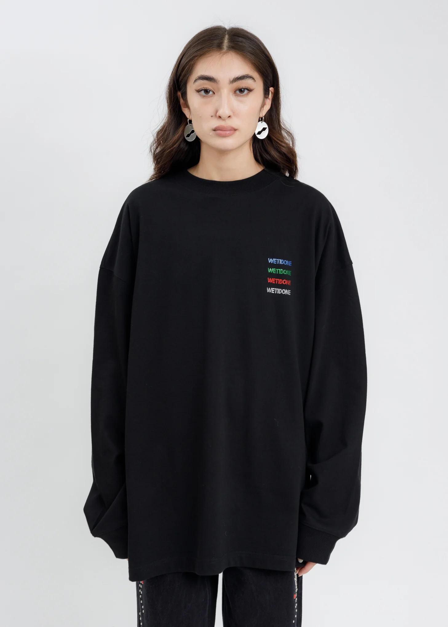 Black Multicolor Crystal Logo Long Sleeves