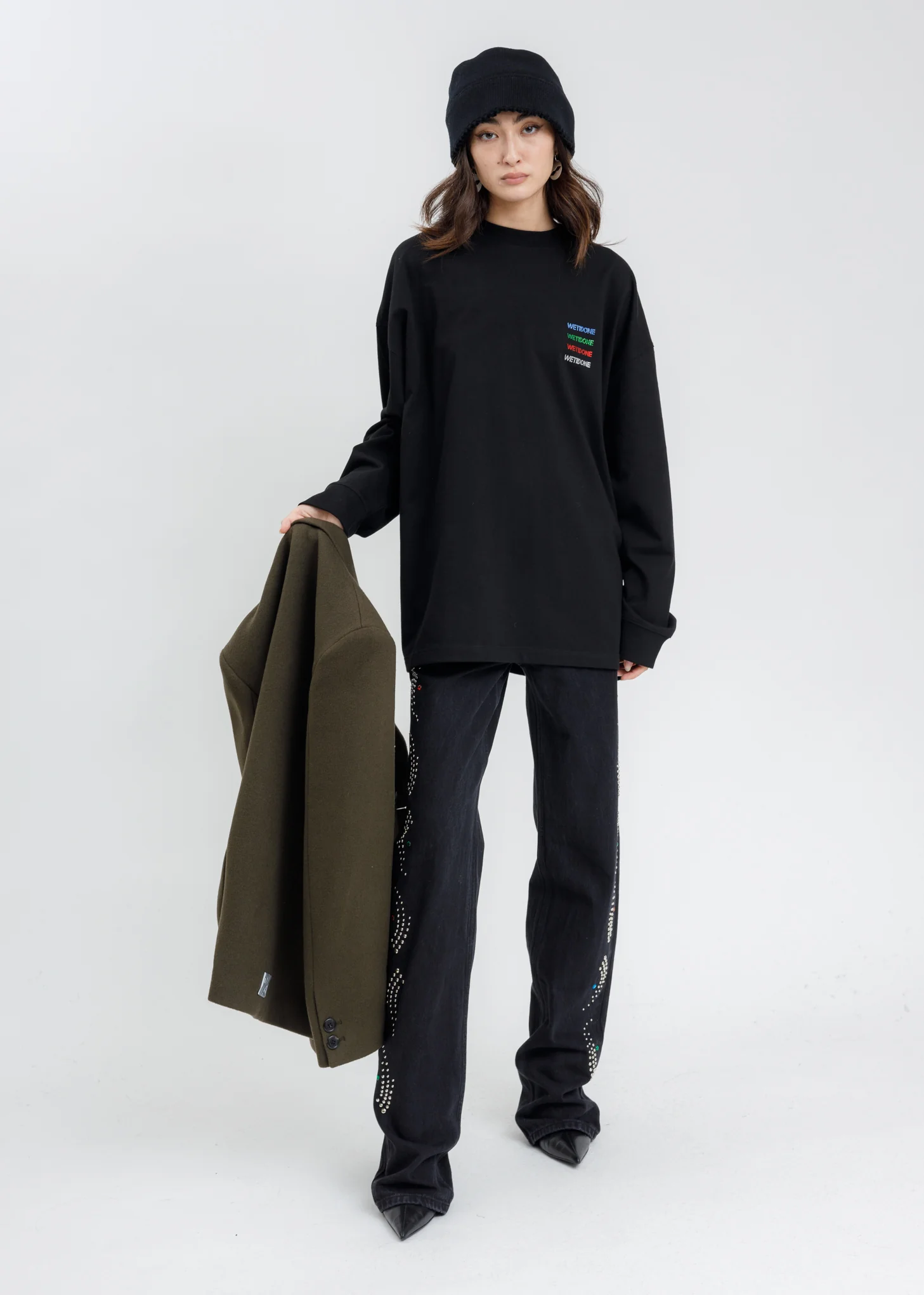 Black Multicolor Crystal Logo Long Sleeves - Image 6