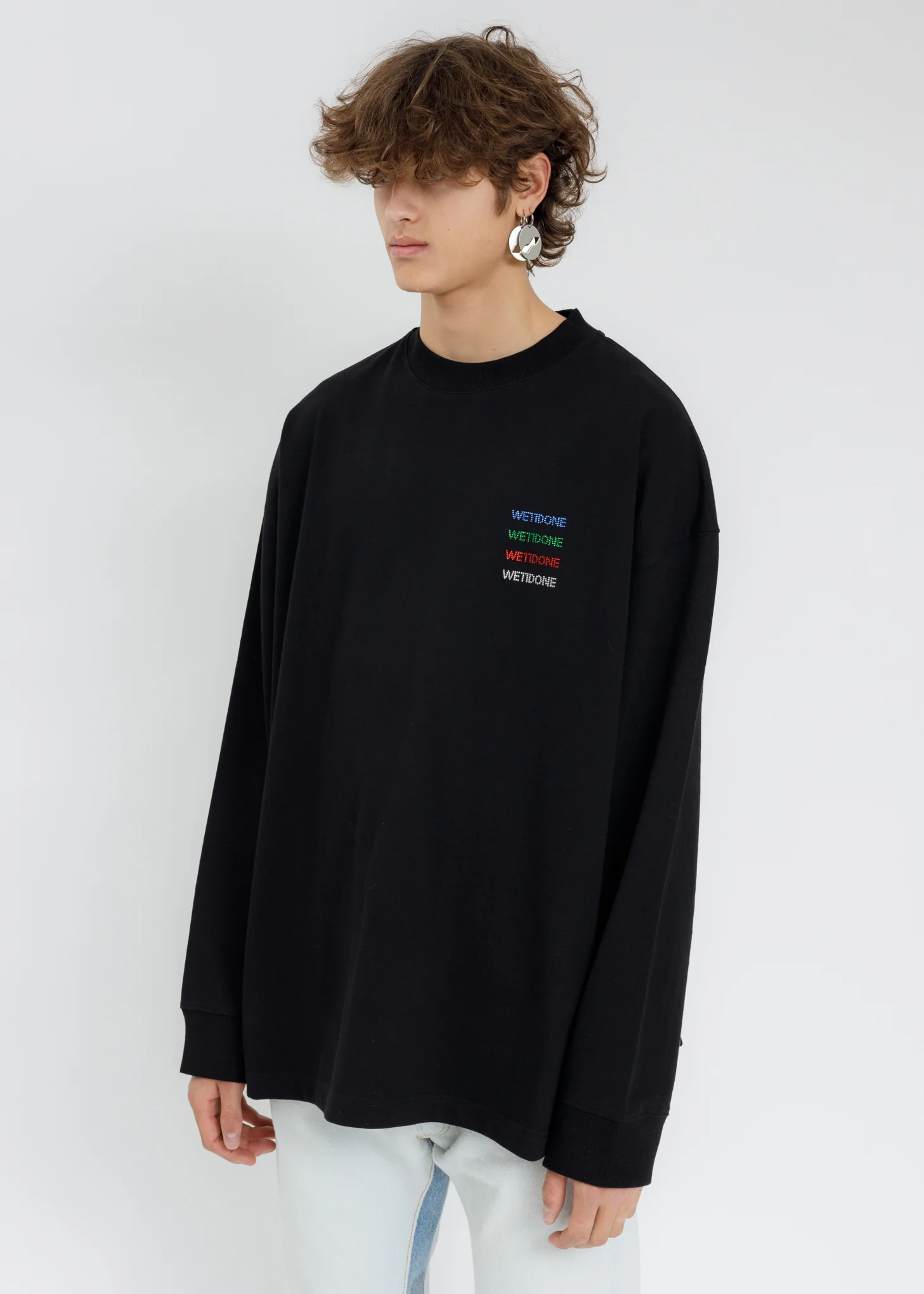 Black Multicolor Crystal Logo Long Sleeves - Image 3
