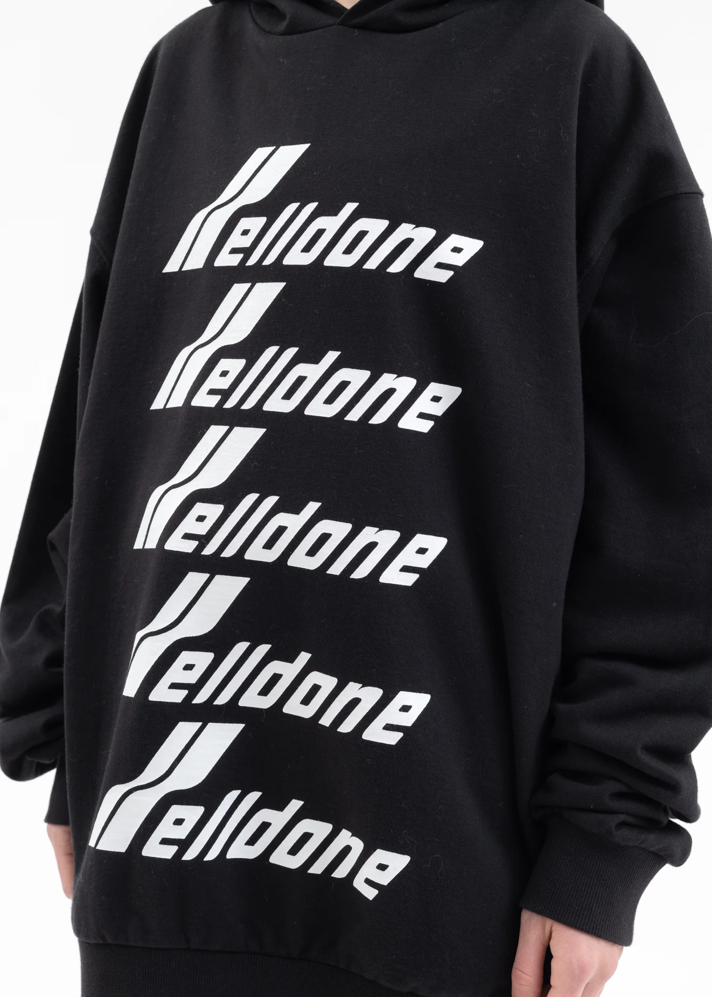 BLACK MULTIPLE FRONT LOGO HOODIE - Image 2